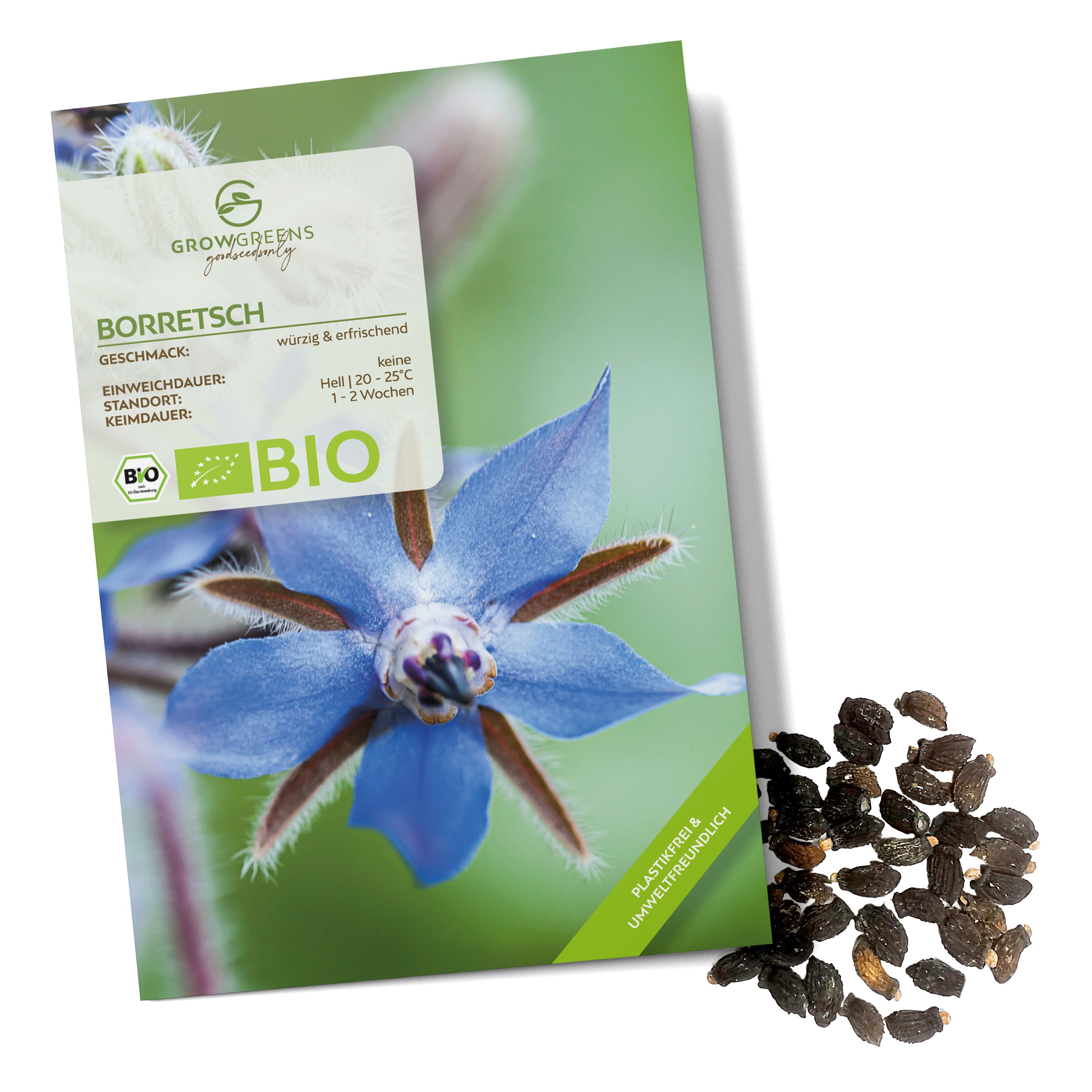 Gemüsesamen BIO Borretsch Samen - Küchenkräuter Saatgut aus bio. Anbau (40 Korn)