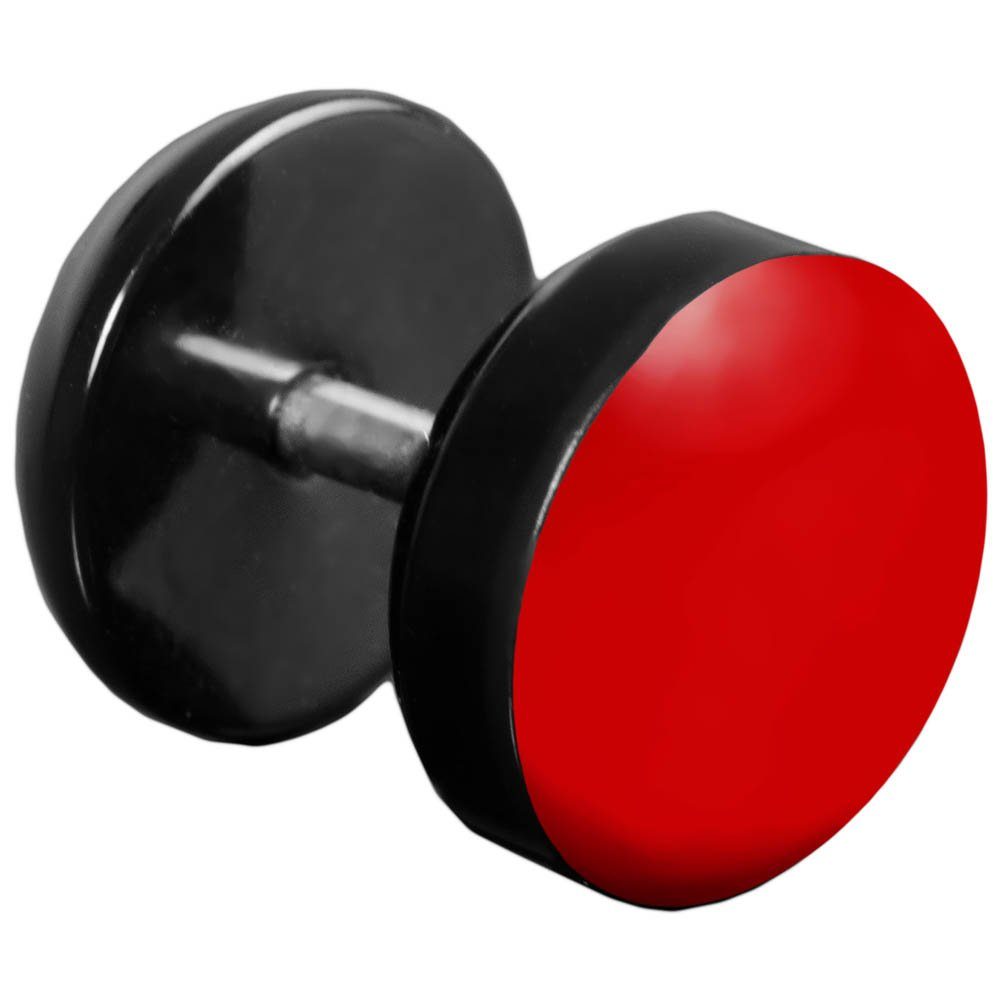 viva-adorno Fake-Ear-Plug 1 Stück Ohrstecker Edelstahl Acryl schwarz, mit farbig emaillierter Front Rot