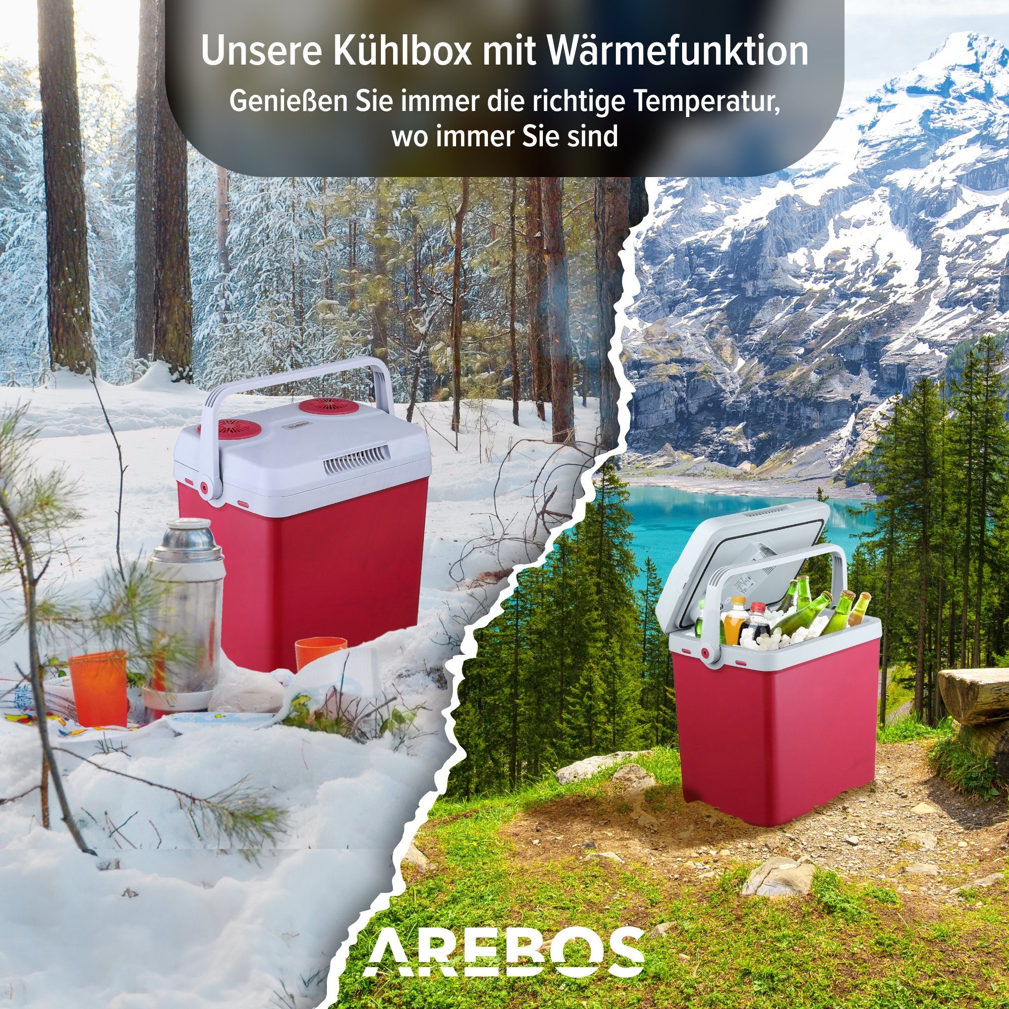 Arebos Elektrische Kühlbox Mobiler Kühlschrank 25L mit ECO Modus, Kühlen & Warmhalten, 2 Programme: COLD & HOT – Bild 5 von 5
