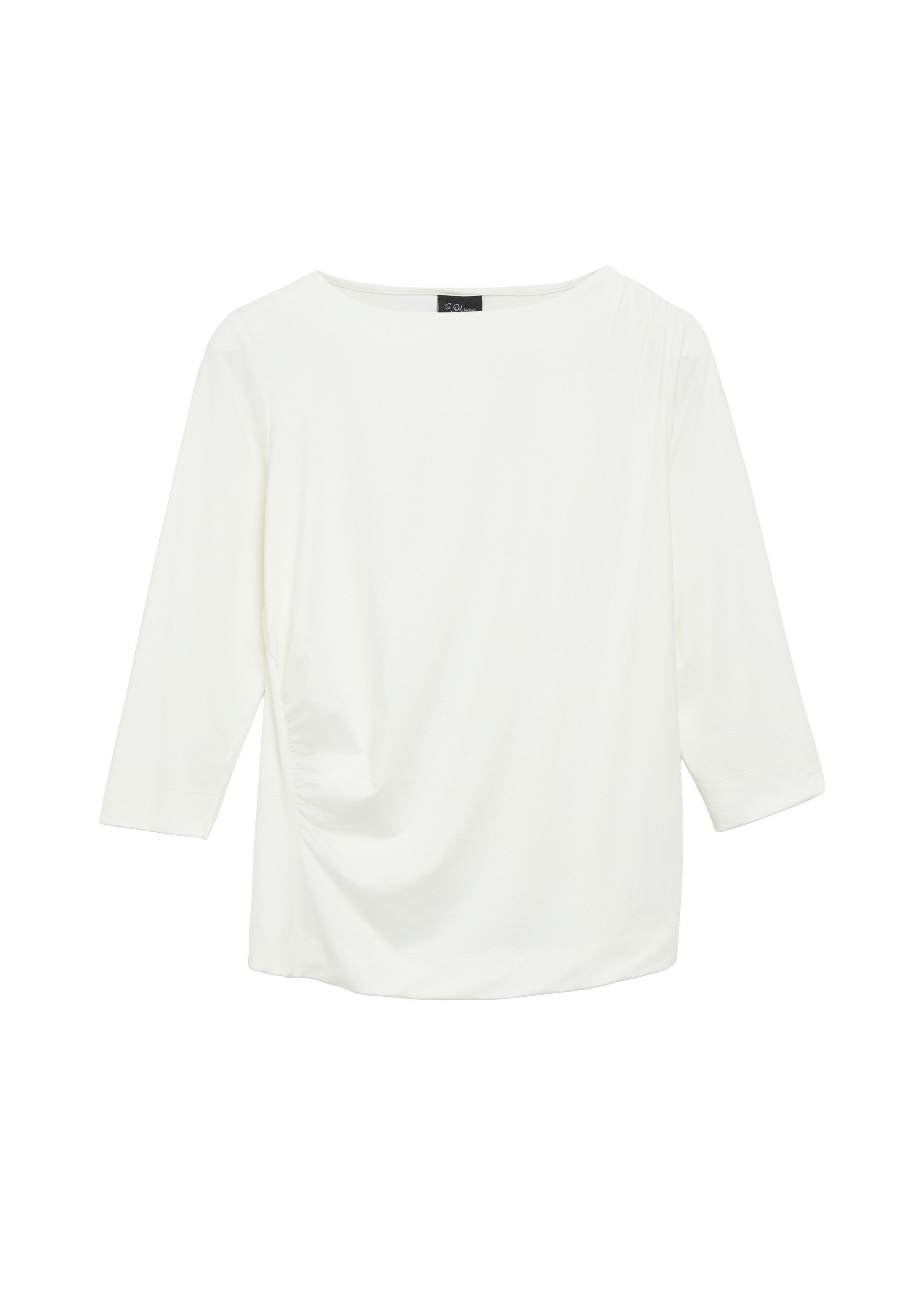 s.Oliver 3/4-Arm-Shirt T-Shirt T-Shirt mit seitlicher Raffung im Slim Fit