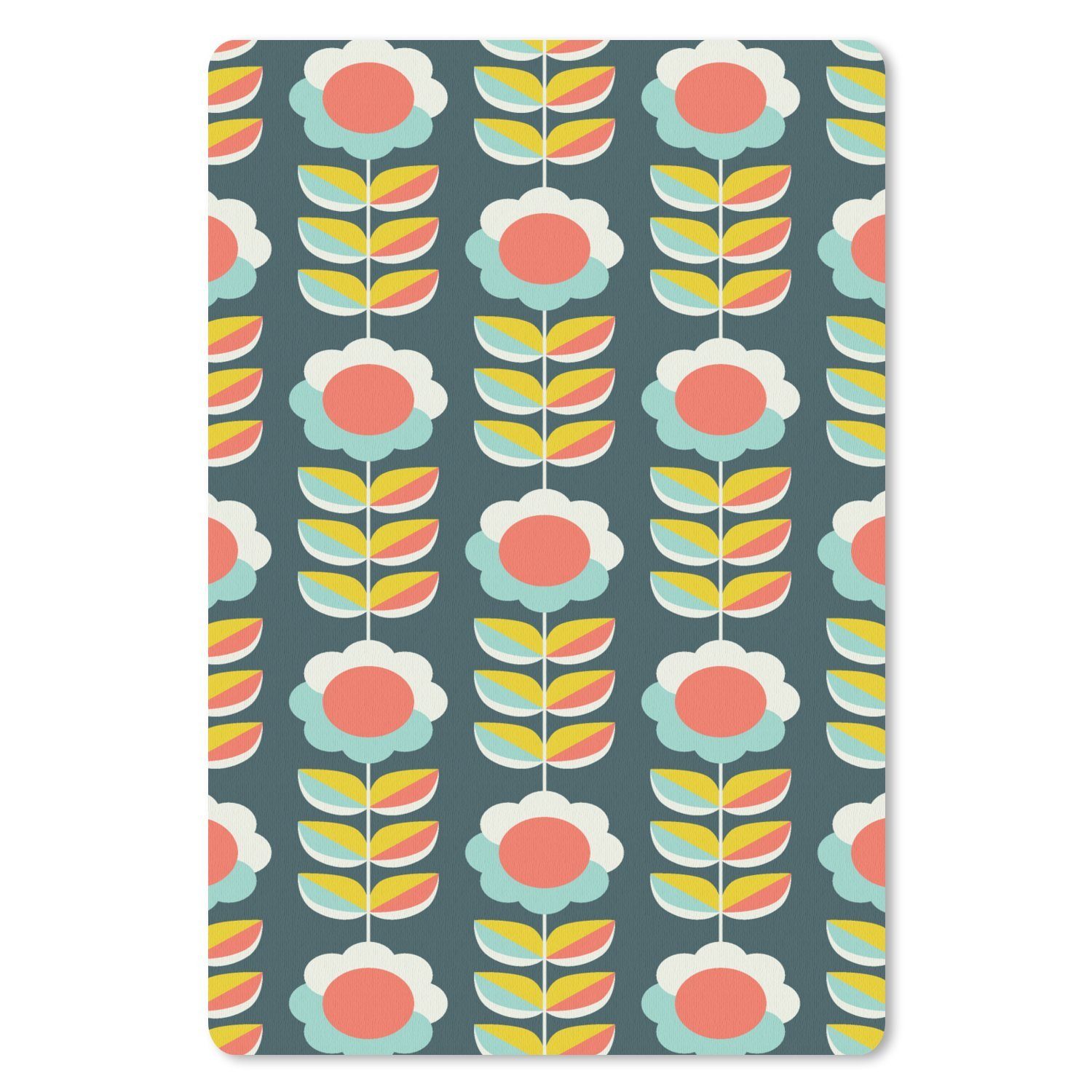 MuchoWow Mauspad Retro - Blumen - Skandinavisch (1-St), Maus Pad Klein, Gaming Zubehör, Büro Deko, 18x27 cm