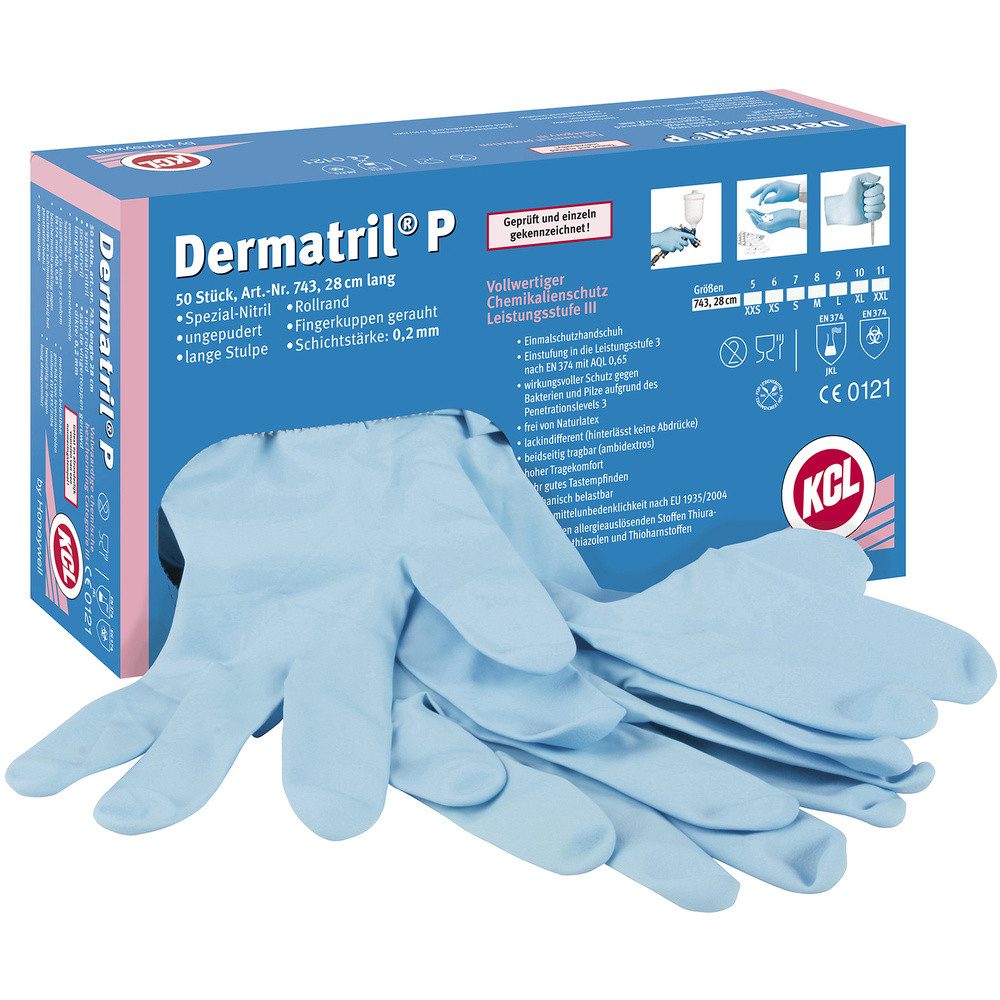 KCL Einweghandschuhe KCL Dermatril P 743-8 50 St. Nitril Einweghandschuh Größe (Handschuhe)