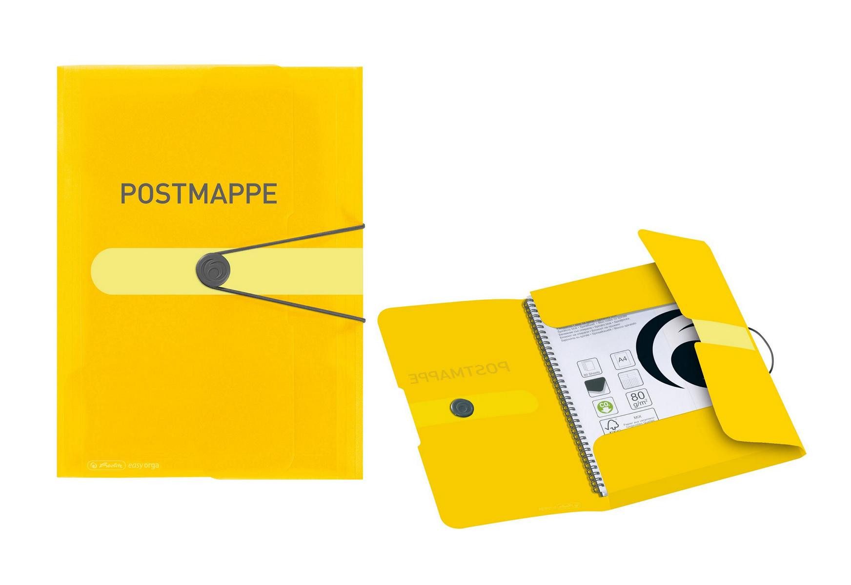 Organisationsmappe 3x Herlitz Kunststoff Postmappe / PP / DIN A4 / mit Gummizug und Versc