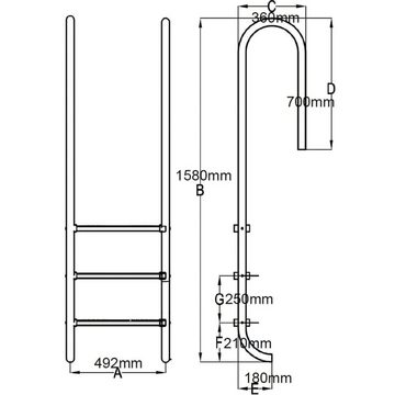 vidaXL Poolleiter Einstiegsleiter Pool-Leiter 3 Stufen 120 cm Edelstahl 304