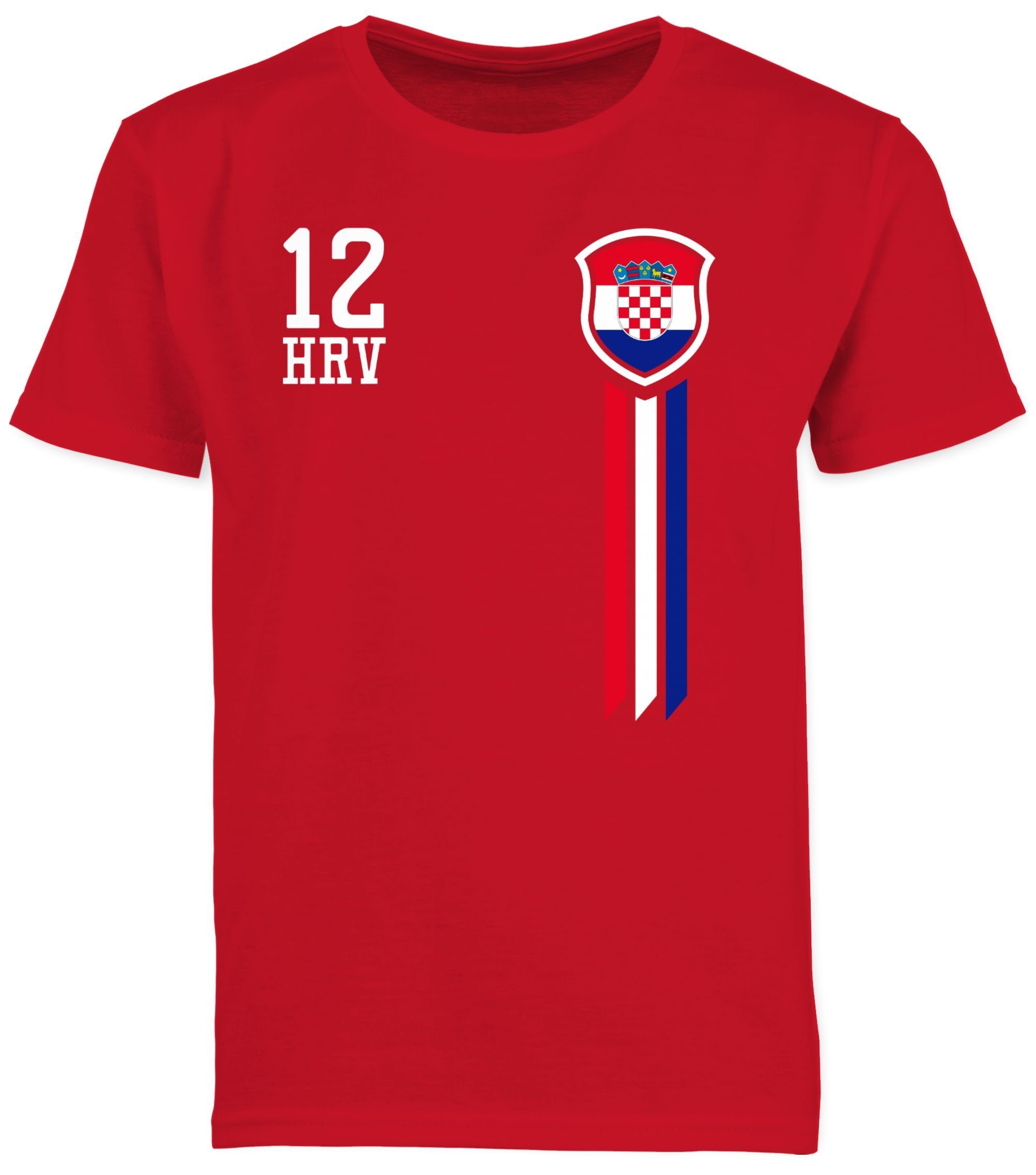 Mann 2 Fan-Shirt Kroatien Rot Kinder Fussball 2024 12. T-Shirt Shirtracer EM