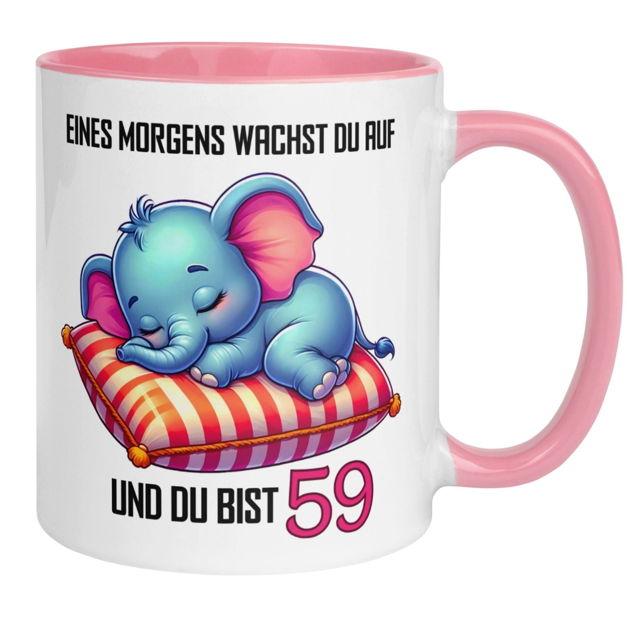 Momentals Tasse 59. Geburtstag Frau – „Eines morgens bist du 59“ – Geschenk Frauen, Gratis Versand · Links-&Rechtshänder · Spülmaschinenfest