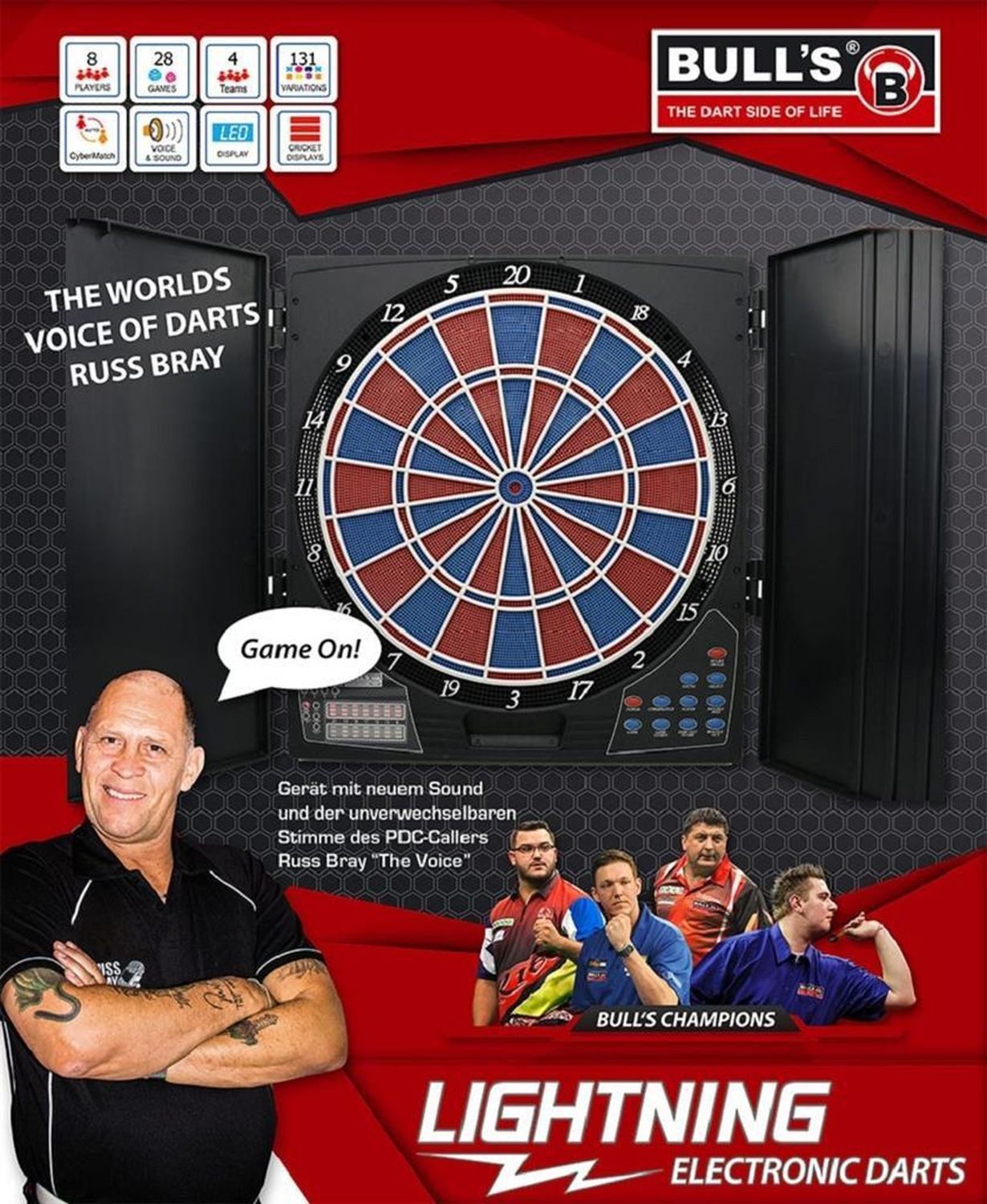 BULL'S Dartautomat Lightning RB Sound Elektronik, Dartboard Dart Board Scheibe Darts
