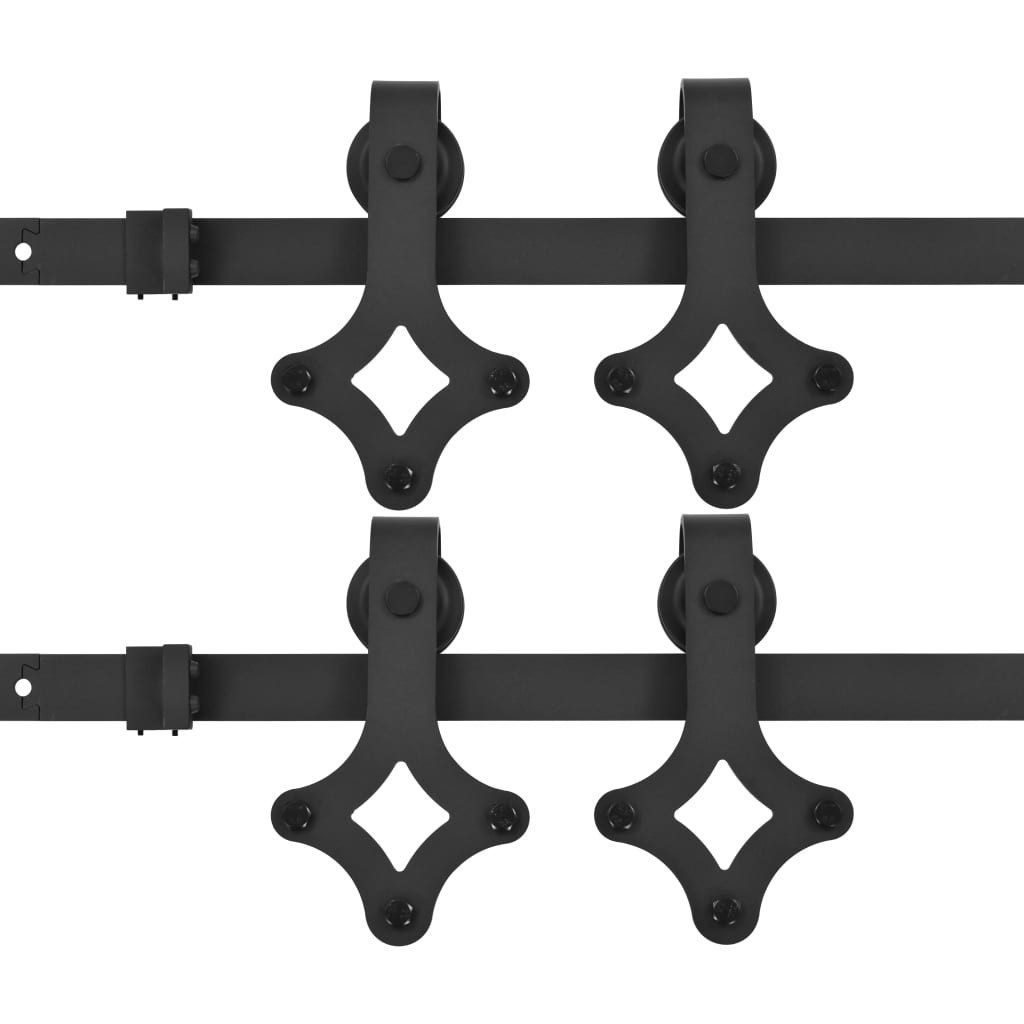 Drückergarnitur Schiebetür-Beschlagsätze 2 Stk. 183 cm Stahl Schwarz