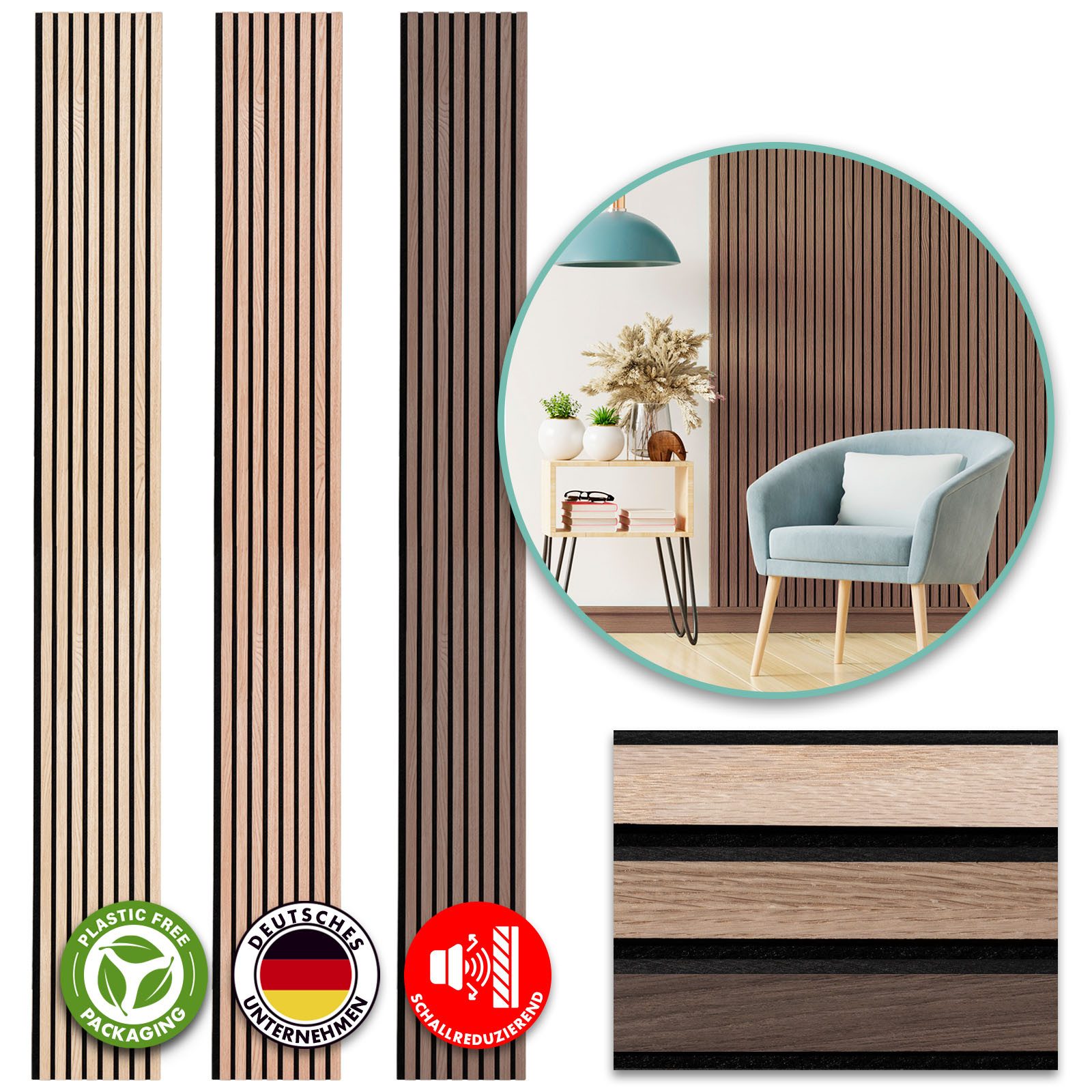 Thumbnail - Kubus Wandpaneel Akustikpaneele in Holzoptik, Verbesserung der Raumakustik, 2 Größen, 3 Designs