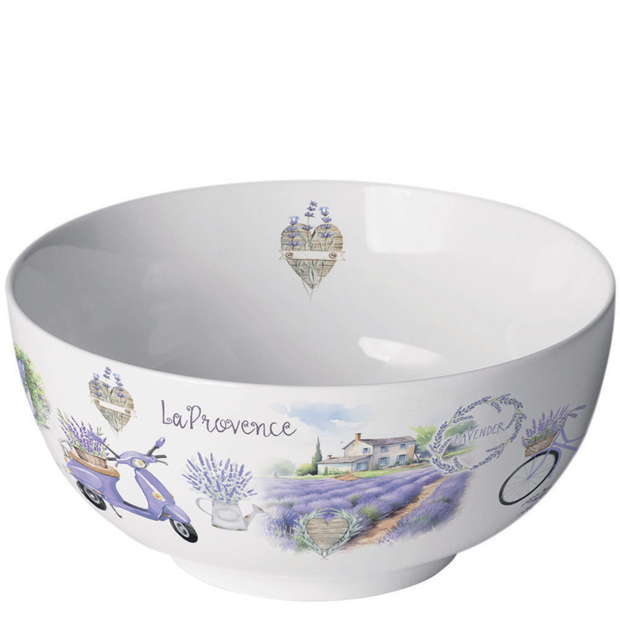 Ambiente Luxury Paper Products Müslischale, Keramik, Schale Porzellan 14x6,5cm mit Provence Lavendel Motiv Weiß / Lila