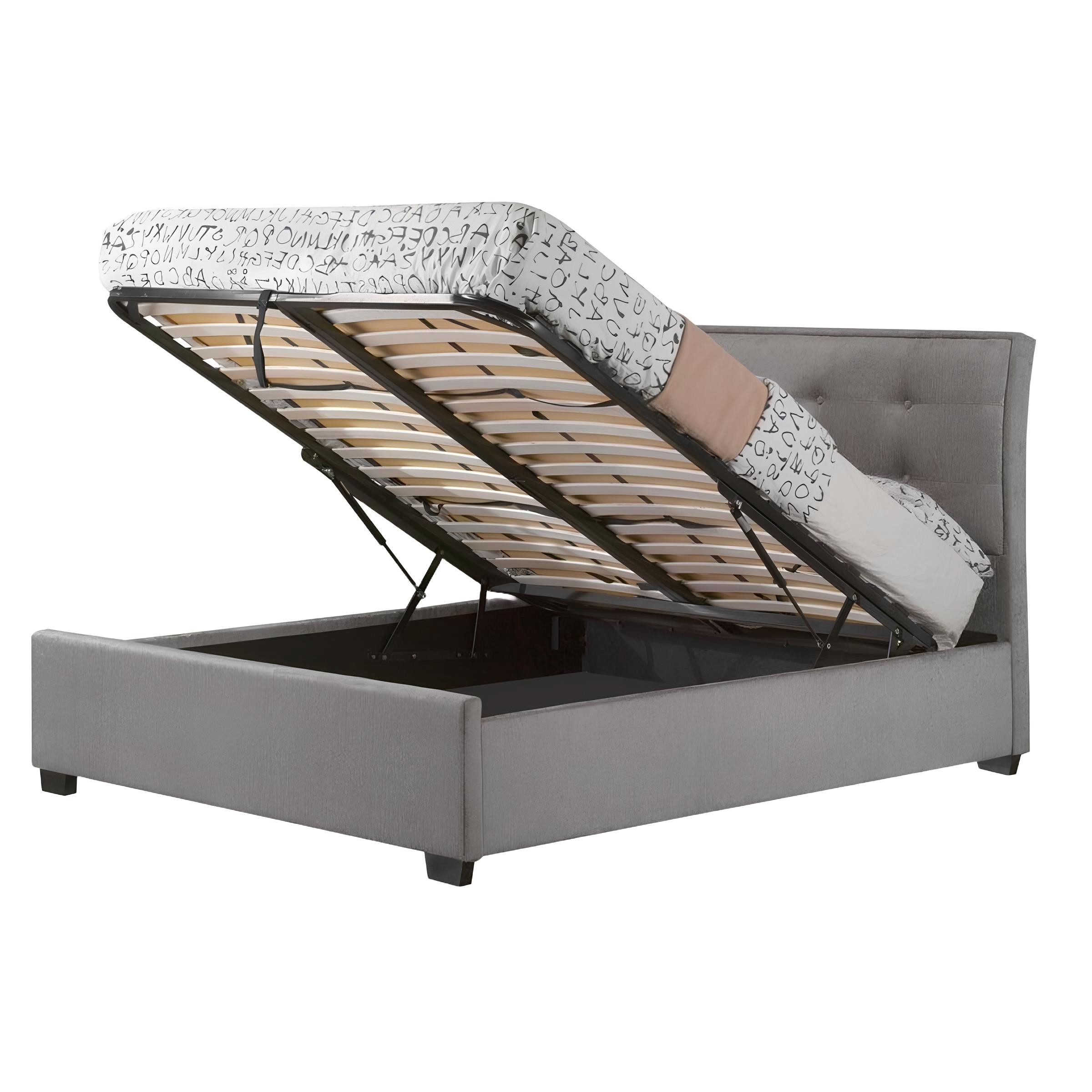 Xlmoebel Bett Englisches Doppelbett in Grau mit Chesterfield-Design (Chesterfield Bett), Hergestellt in Europa