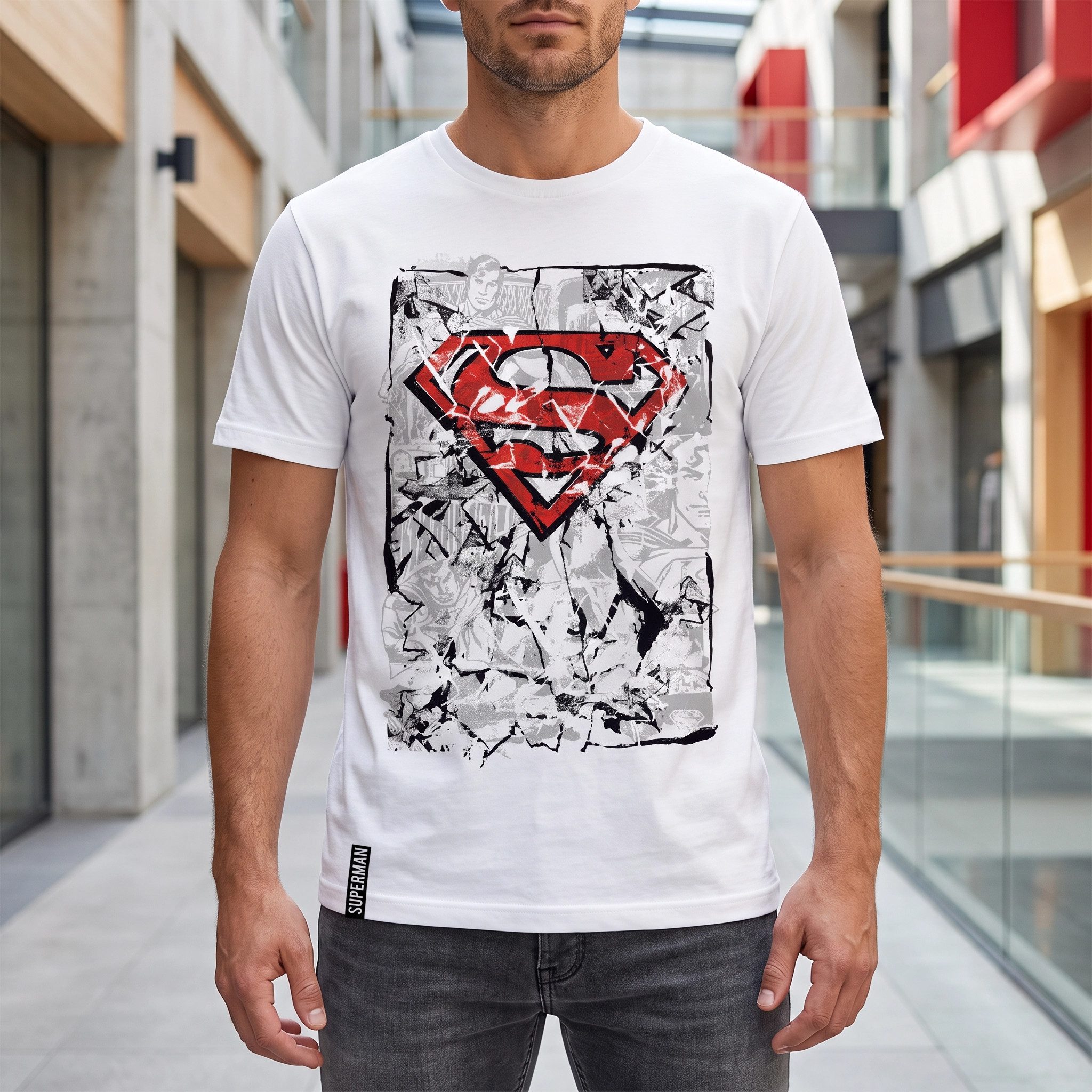 DC Comics Print-Shirt DC Comics Superman Herren Kurzarm T-Shirt Gr. S bis XXL - 100% Baumwolle