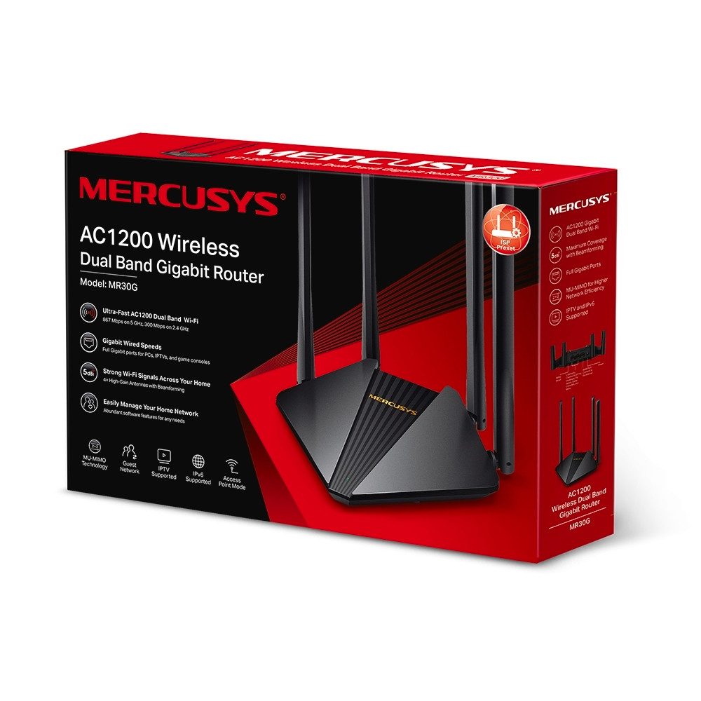 Mercusys TP-Link MR30G WLAN-Router, Höhere Netzwerkeffizienz dank MU-MIMO-Technologie