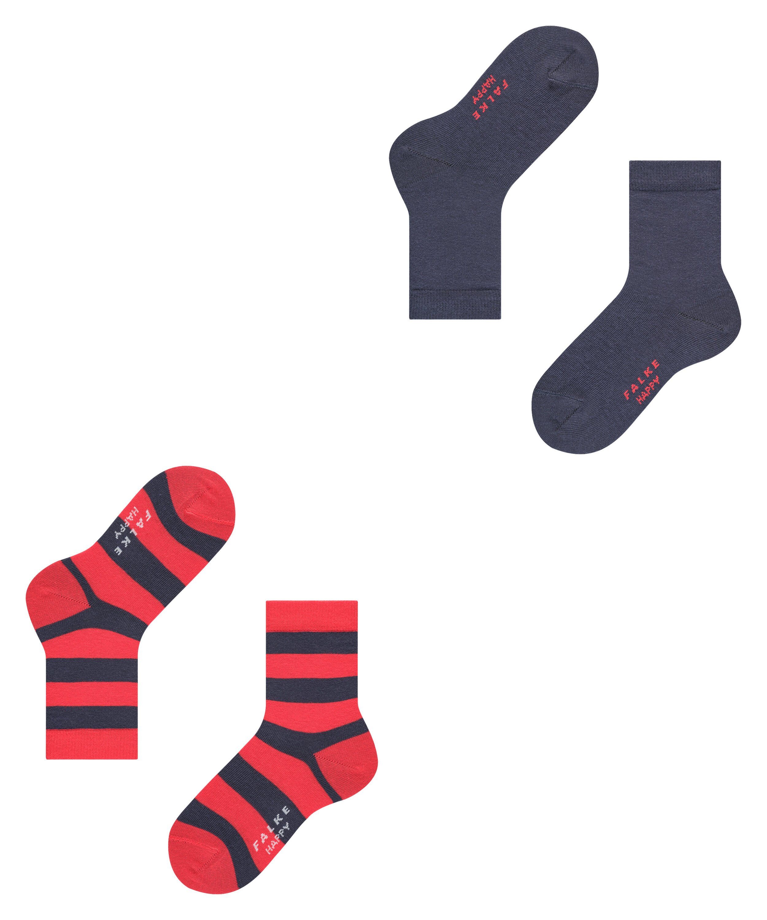(6120) (2-Paar) FALKE Stripe Happy 2-Pack Socken marine