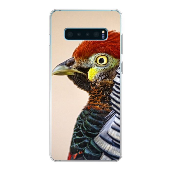 MuchoWow Handyhülle Fasan - Porträt - Vogel Phone Case Handyhülle Samsung Galaxy S10+ Silikon Schutzhülle