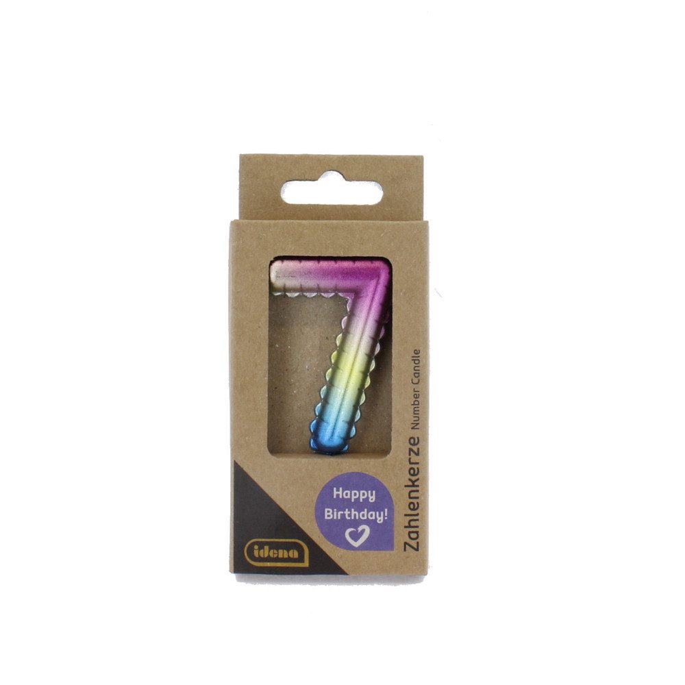 Iden Geburtstagskerze Zahlenkerze 7 metallic bunt