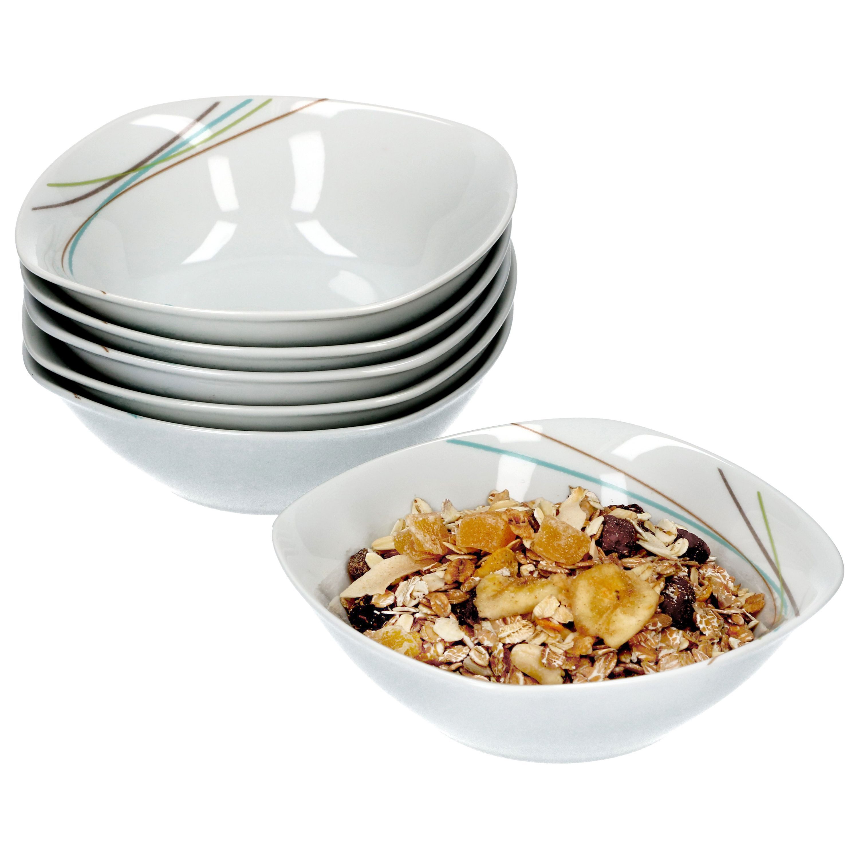 van Well Müslischale 6er Set Müsli- Salatschale Aliha 12cm, Porzellan