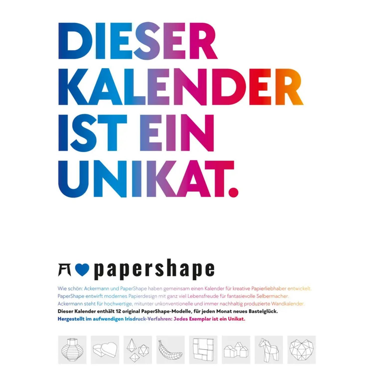 Ackermann Wandkalender PaperShape - Dieser Kalender ist ein Unikat - Immerwährender Kalender