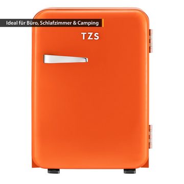 TZS FIRST AUSTRIA Table Top Kühlschrank FA-5172-3-OR, Mini Kühlschrank 40L, Minibar E lautlos, LED-Beleuchtung, Retro