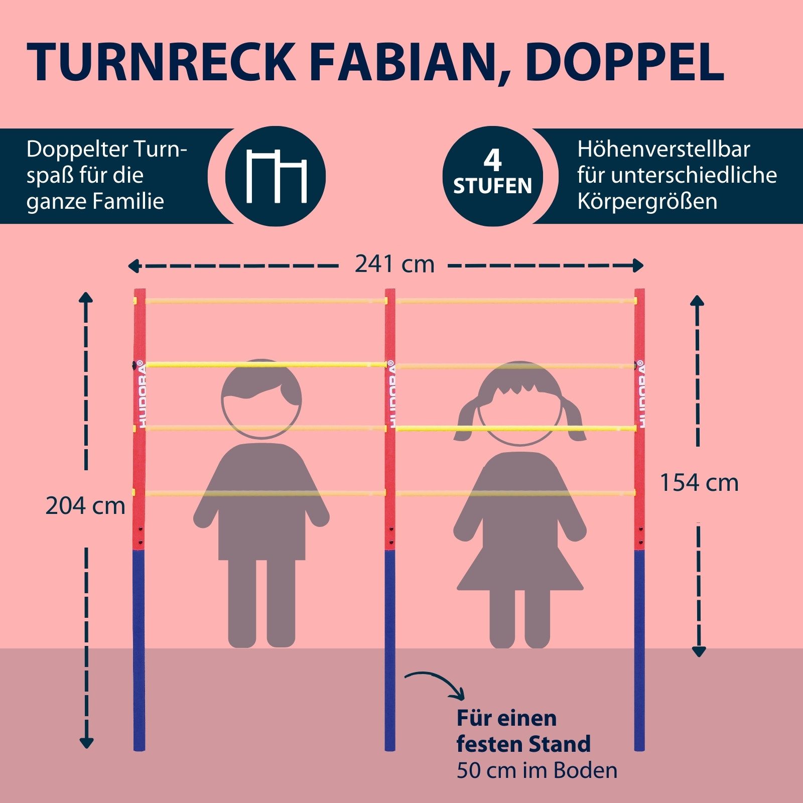 Hudora Turnreck Fabian, Inkl. Material für Aufbau und Betonierung, höhenverstellbar