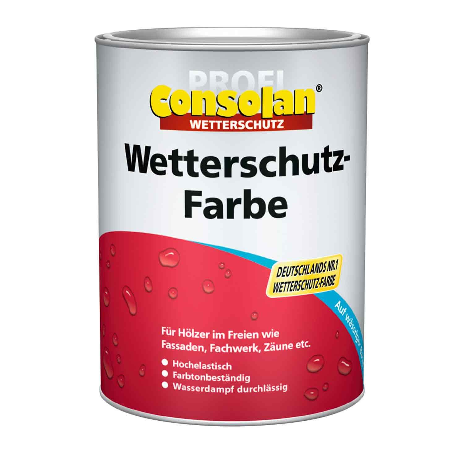 Consolan  Wetterschutzfarbe, Holzschutz Weiss 1 L