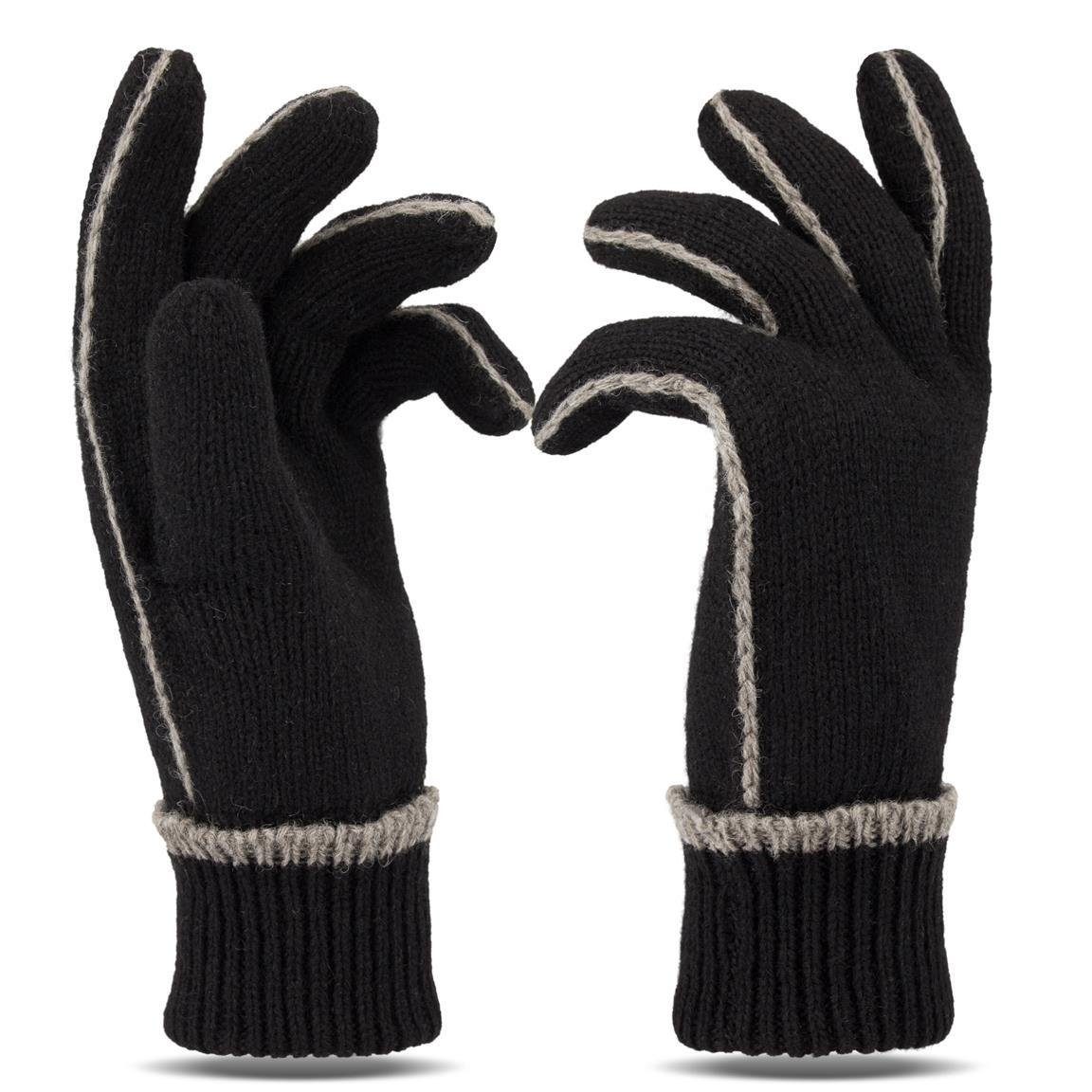 Tarjane Strickhandschuhe Wollhandschuhe 3M Thinsulate Unisex Handschuhe Schwarz/Grau