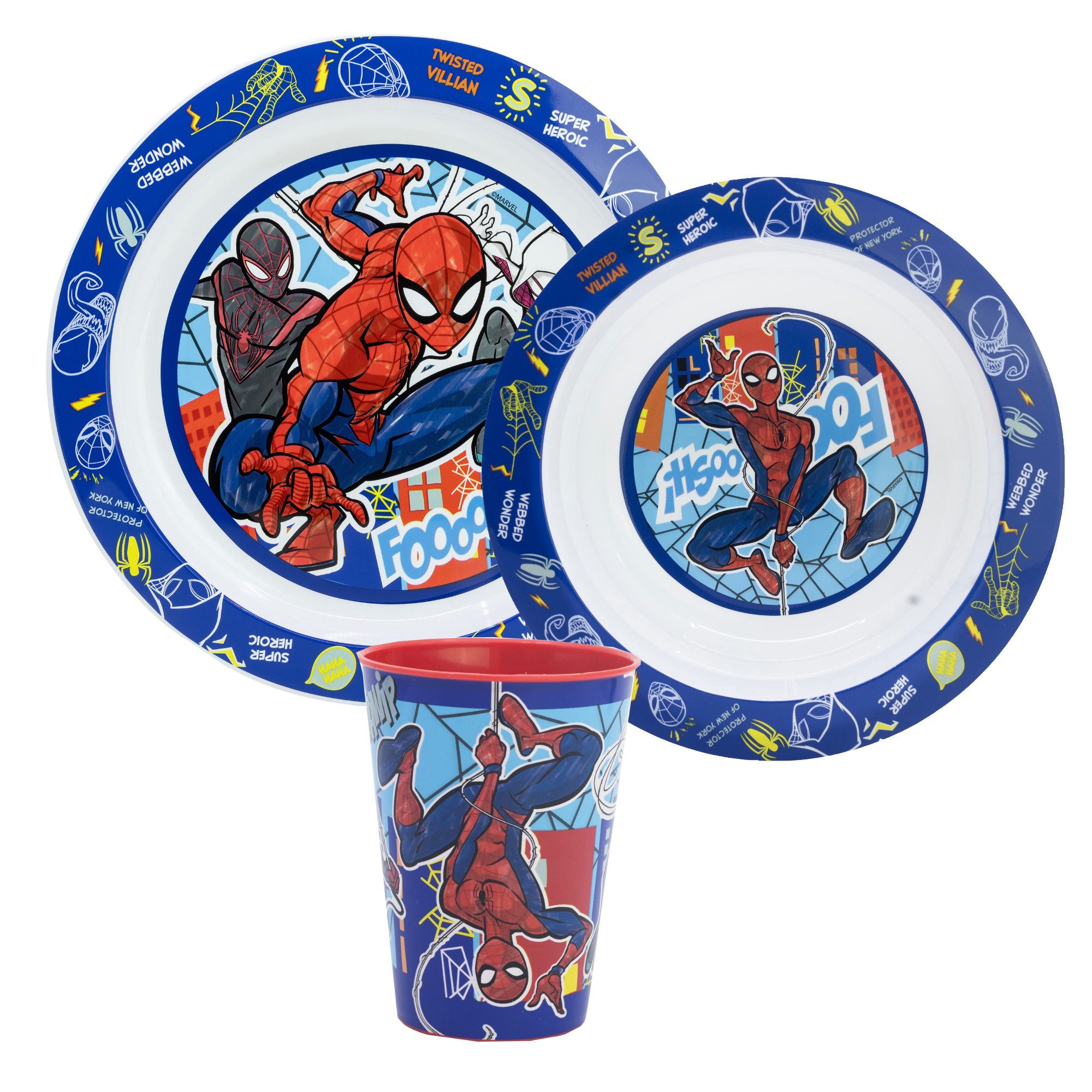MARVEL Kindergeschirr-Set Marvel Spiderman Kinder Geschirr-Set 3 tlg (3-tlg), 1 Personen, Teller, Schüssel, Becher