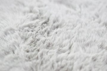Hochflor-Teppich Teppich Kunstfellteppich Hochflor Faux Fur Hasenfell uni silber, Teppich-Traum, rechteckig, Höhe: 30 mm