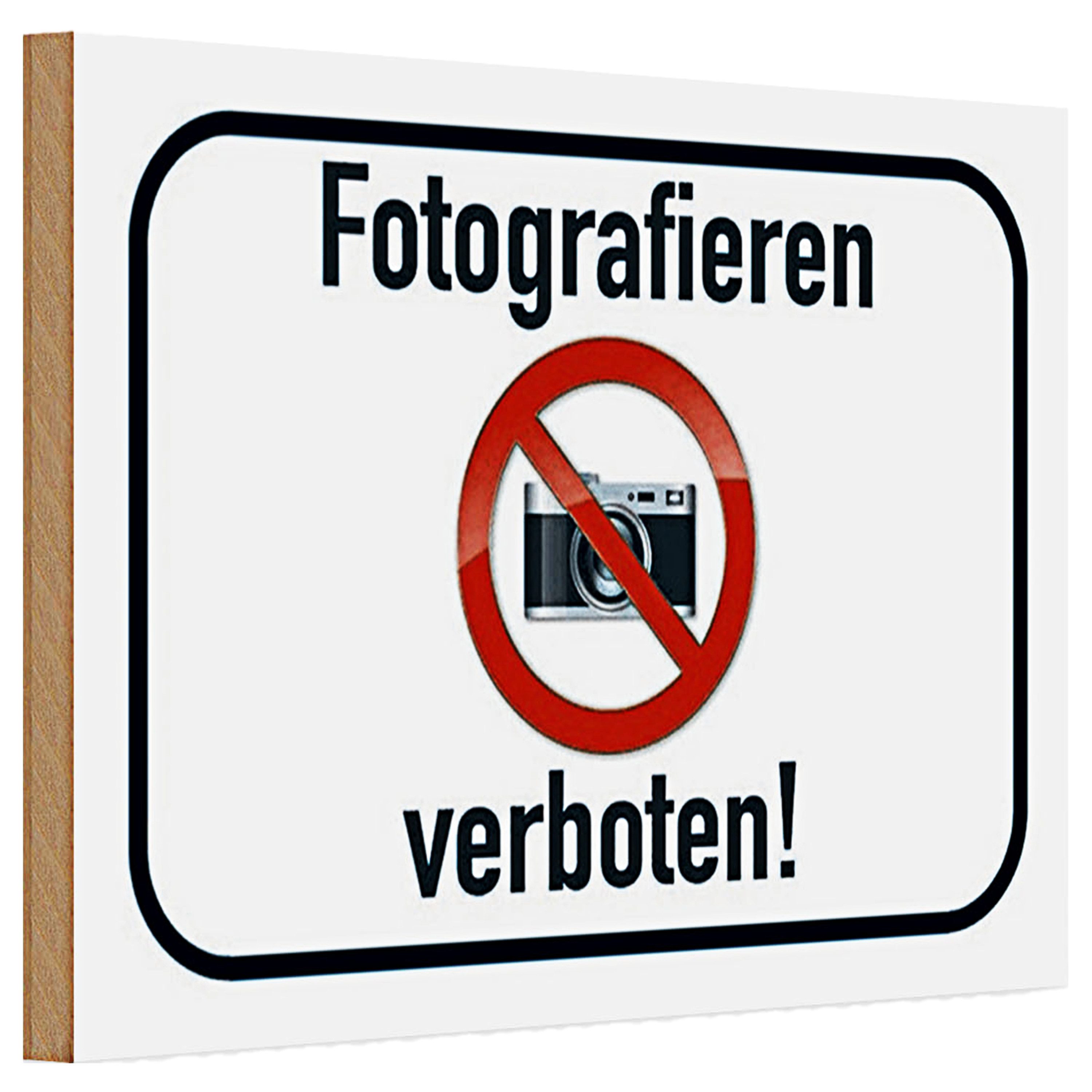Holzbild Holzschild Verbot 30x20cm Fotografieren verboten