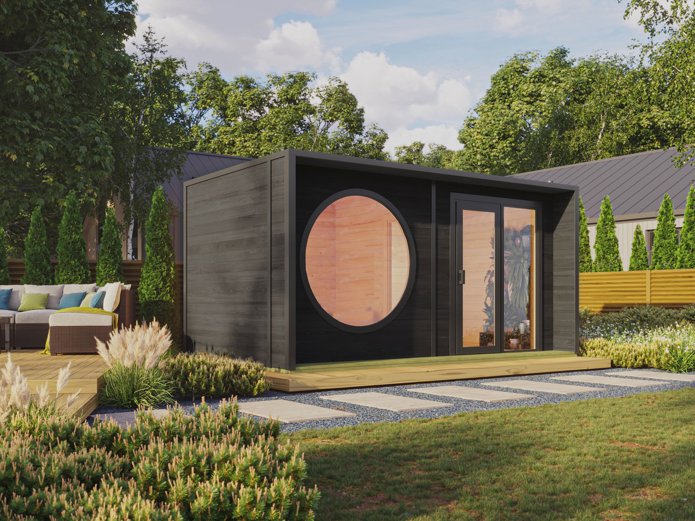 Fjordholz Gartenhaus Office Box Größe XL schwarz