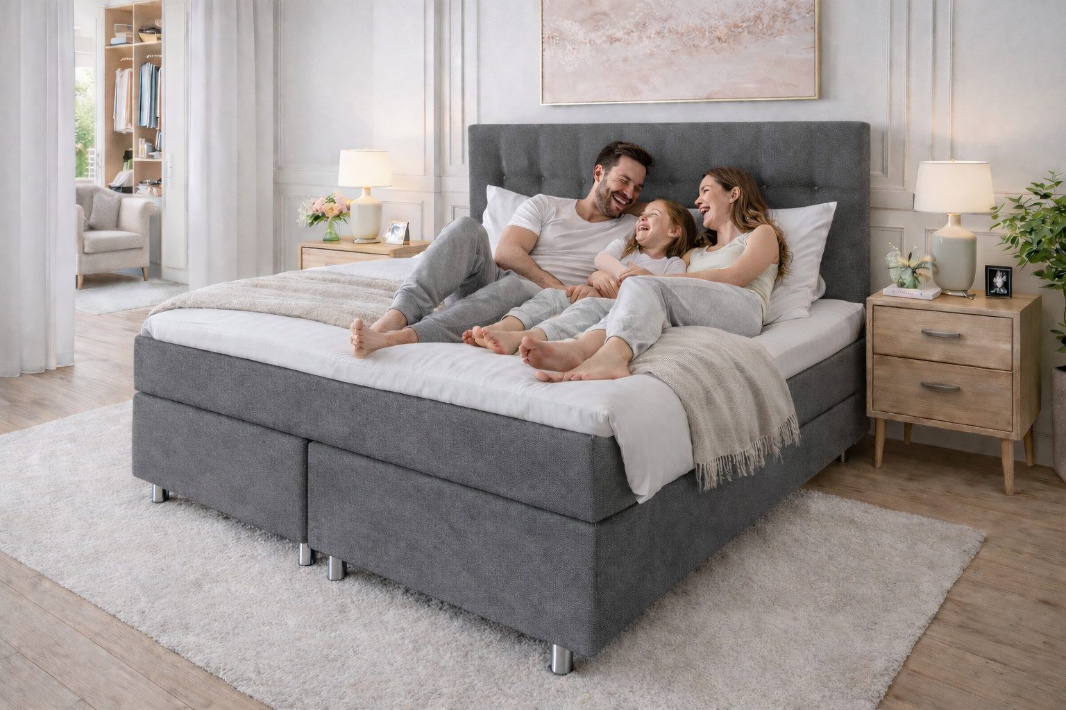 Tesla Dreams Boxspringbett Ronda 7-Zonen-Taschenfederkern-Matratzen, H2/H3/H4 (Härtegrad wählbar) (inkl. Topper, Echtes Boxspring: Taschenfederkern in Box & Mat – Bild 2 von 5