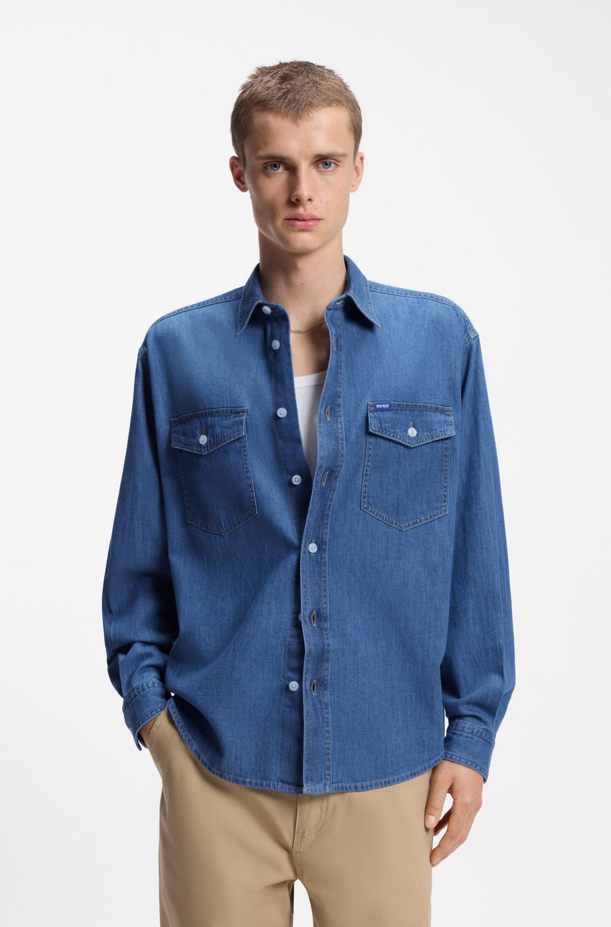 HUGO Blue Jeanshemd Ebino in cooler Waschung günstig online kaufen