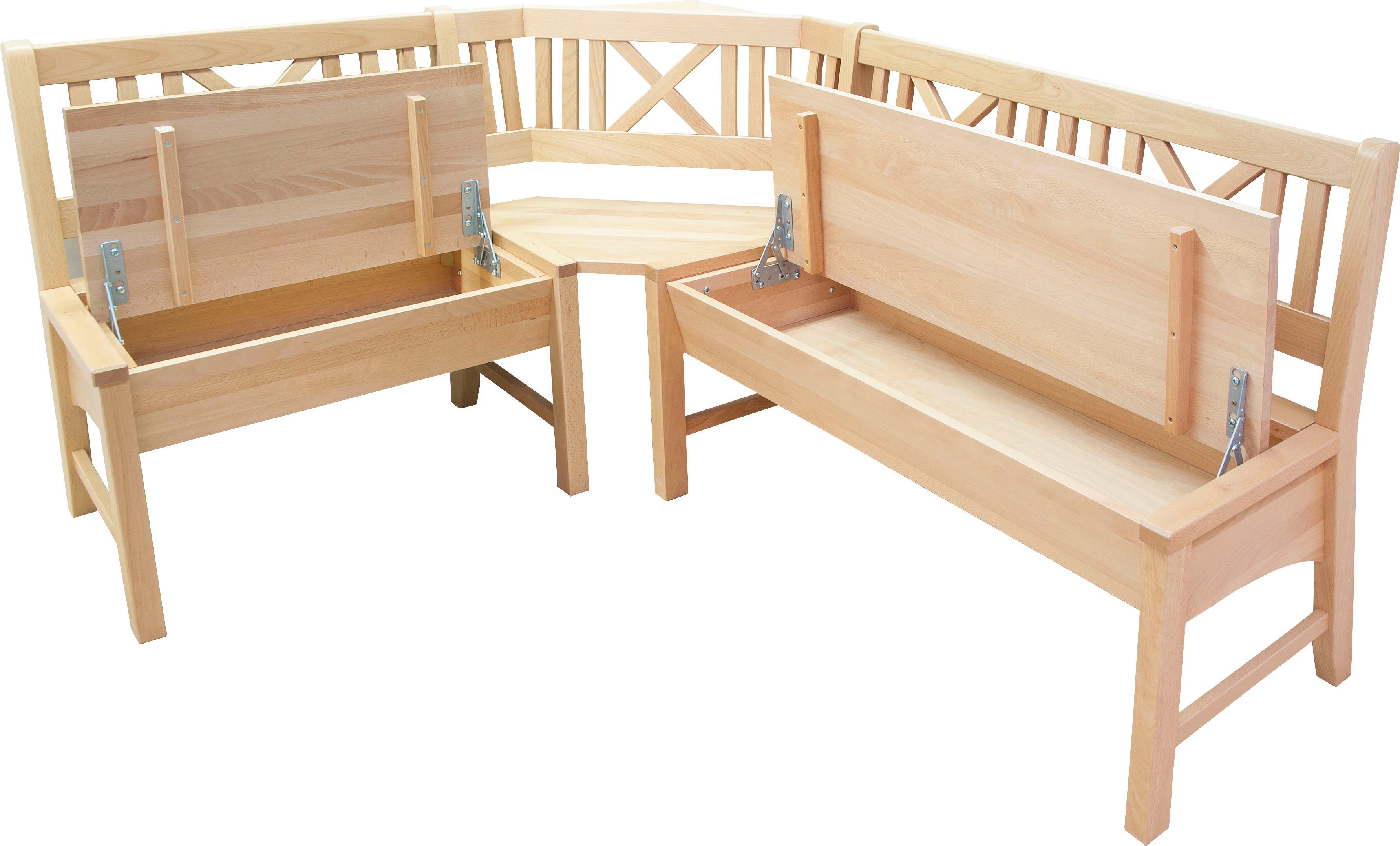 massivline&more Truhenbank Bodensee, Gestell aus Massivholz, abnhembare Sitzpolster