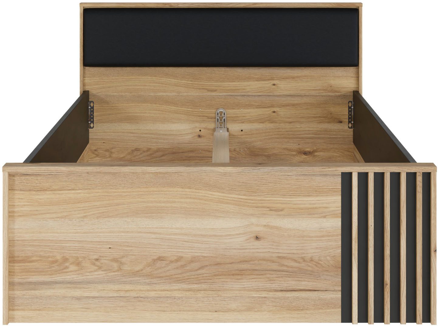 FORTE Bett Bett mit Stauraum 2 SK, Kopfteil gepolstert, B/H/T 130/84/213 cm, in 2 Farben erhältlich