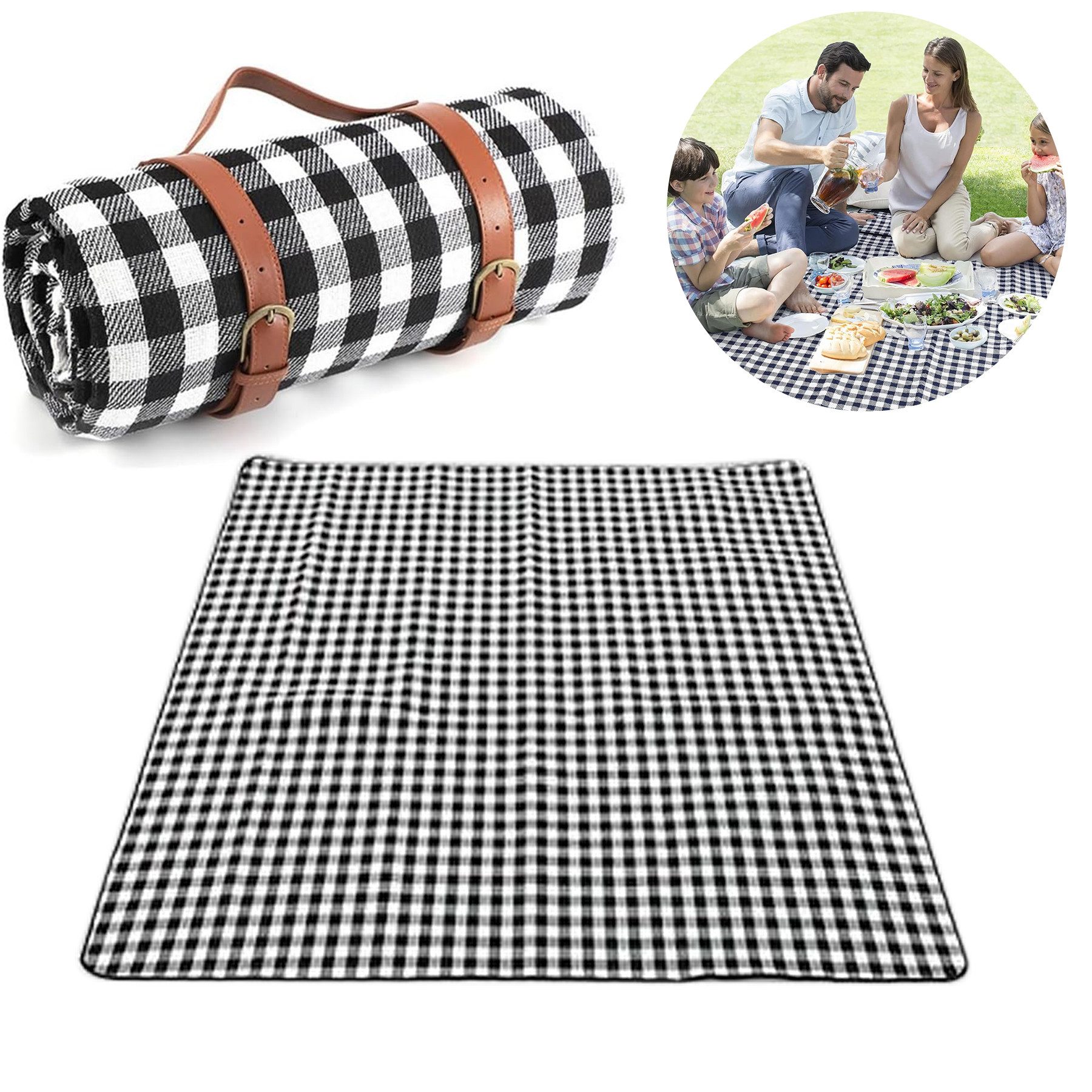 Picknickdecke Picknickdecke,200 cm x 200 cm Campingdecke, Keyura, mit wasserdichte Waschbar Strandunterlage,mit Griff Picknick-Matte