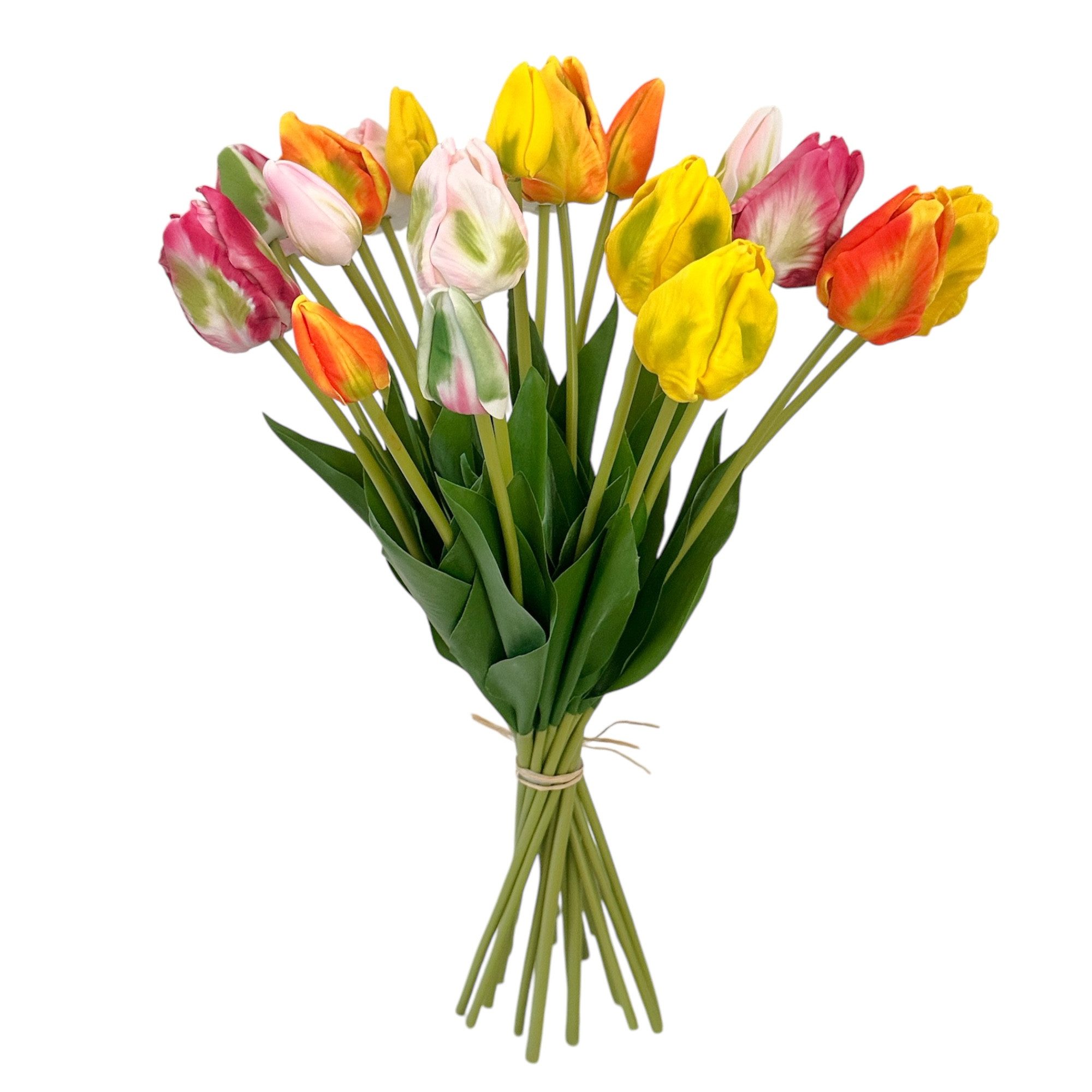 Kunsttulpe Künstlicher Papageien-Tulpen-Strauß mit 20 Blüten. Blumenstrauß. 48cm, naninoa GmbH, Höhe 48.00 cm