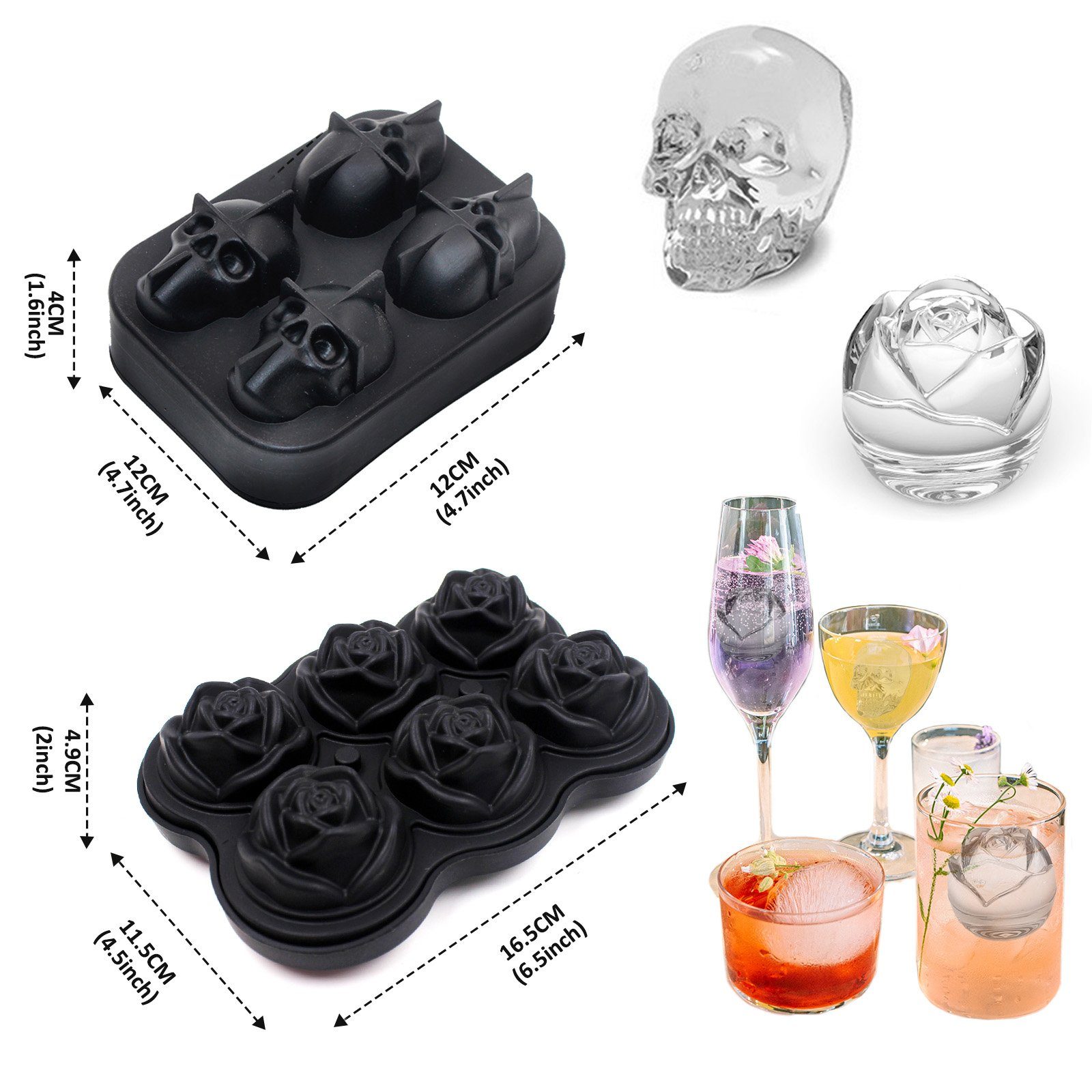 CALIYO Eiswürfelform Eiswürfelform,2er Set StereoskopischEiswürfelform Valentinstagsgeschenk, Material mit Eiswürfel Silikon Formen/Lebensmittelgeeignetes Silikon,Eiswürfelform Deckel,Cocktail Besondere Barkeeper