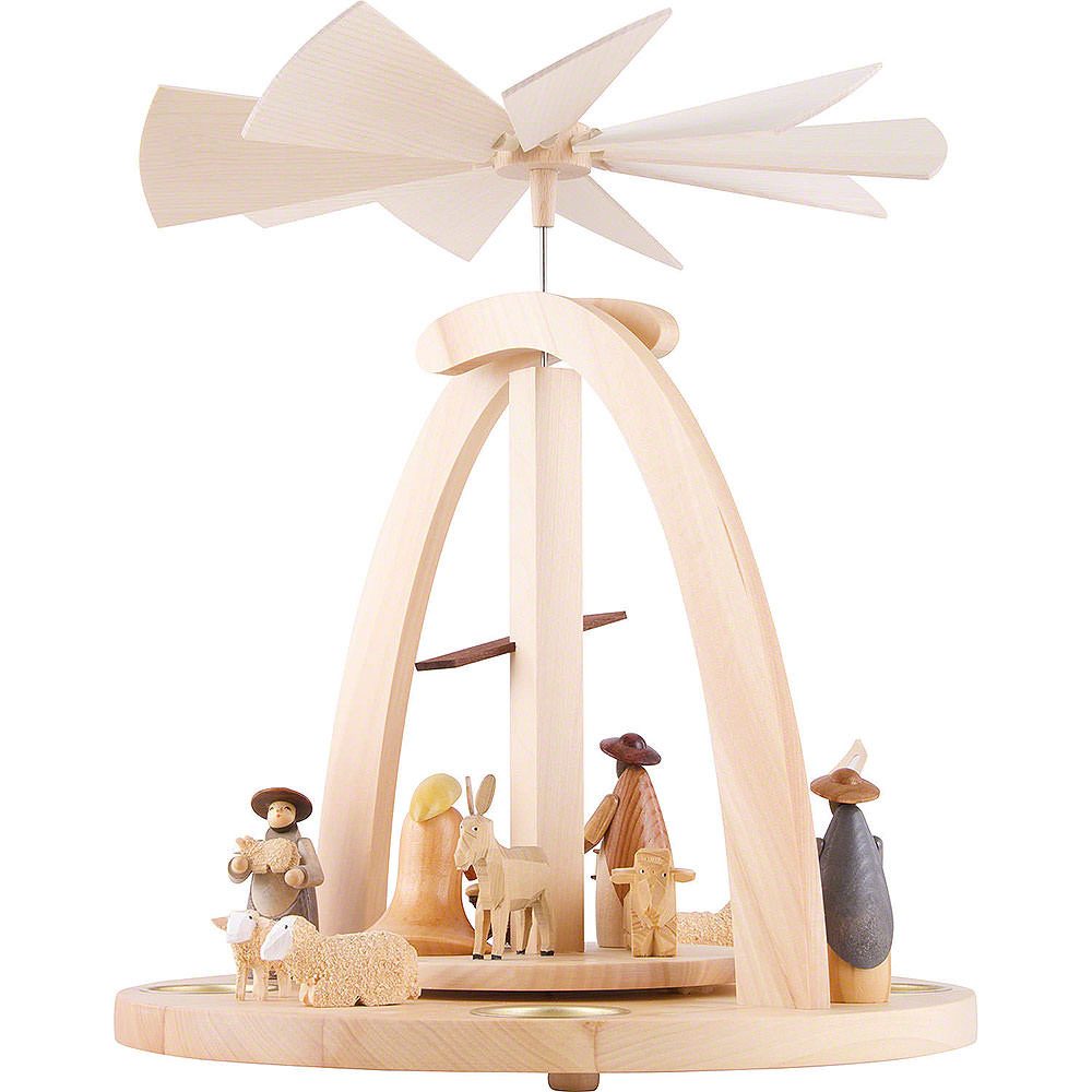 Seiffener Kunsthandwerk Theo Lorenz Weihnachtspyramide 1-stöckige Pyramide Krippenfiguren bunt (33cm) von Theo Lorenz Kunstha