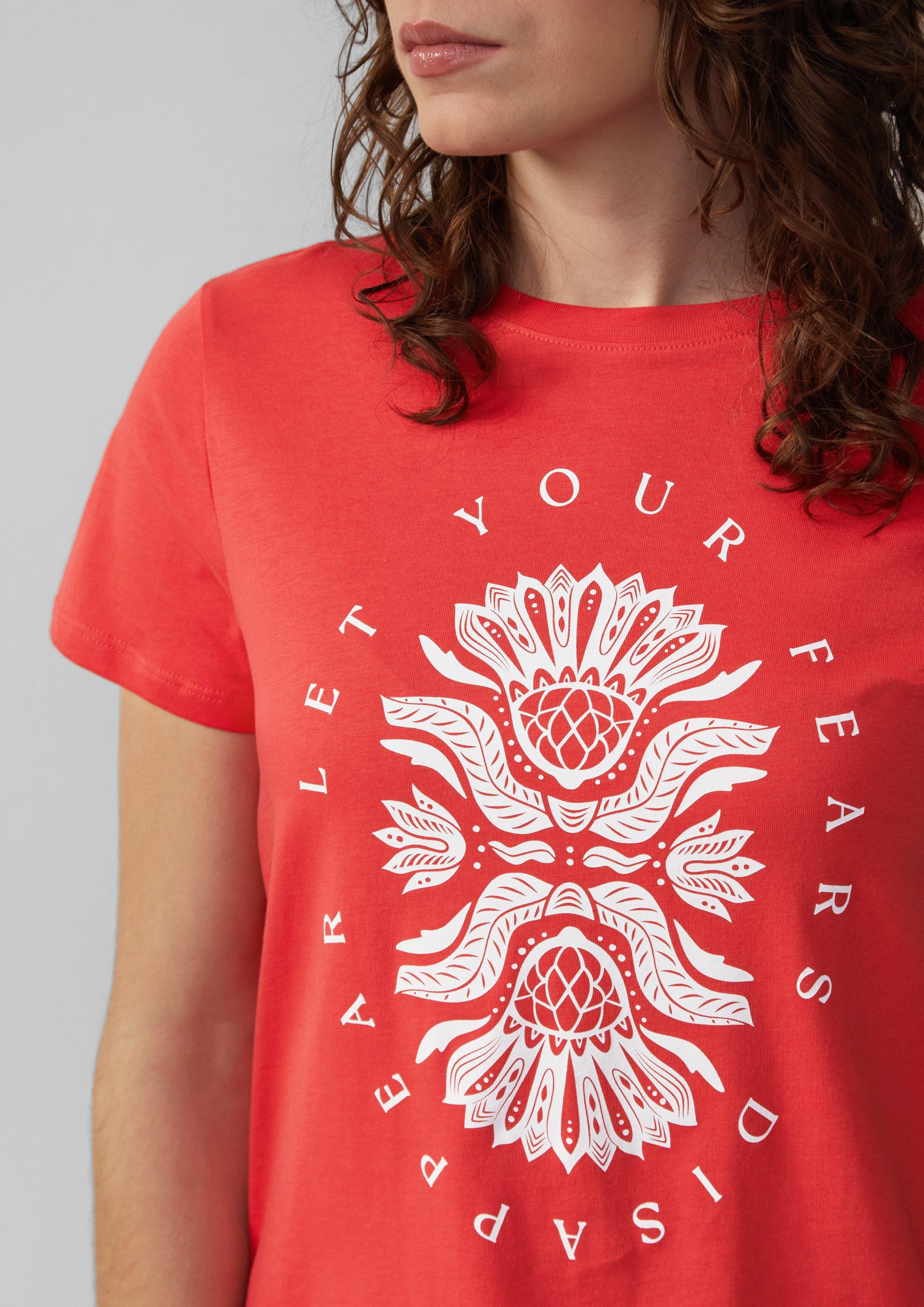 QS Kurzarmshirt Baumwollshirt mit Frontprint günstig online kaufen