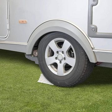 ProPlus Rastkeil Unterlegkeil mit Halter in weiß, (2-St), Bremskeil Radkeil Kunststoff Weiß Wohnwagen Reisemobil Anhänger