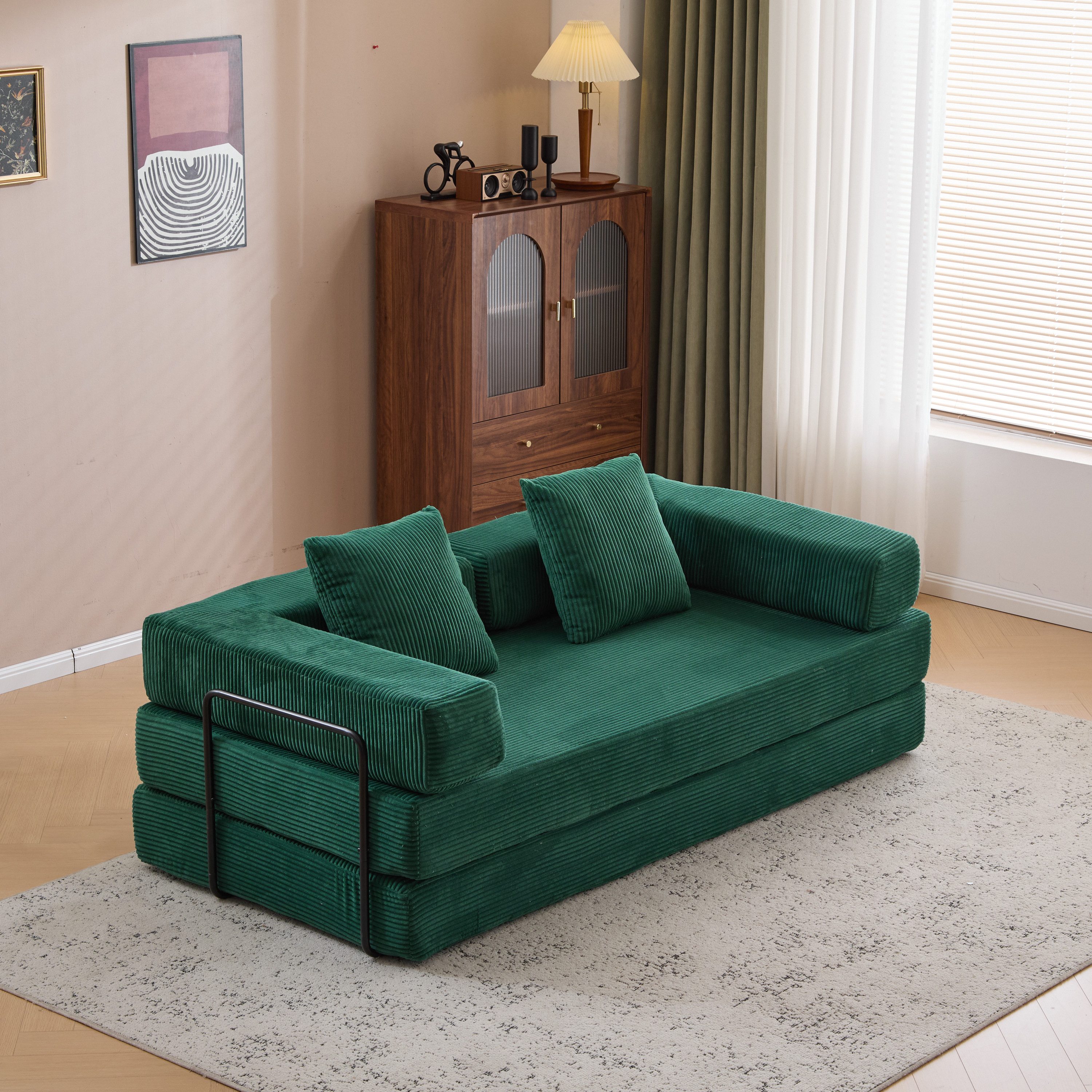 PixelPilot Schlafsofa PixelPilot 195 cm Cord-Schlafsofa, klappbar, Memory-Schaum, 4-in-1