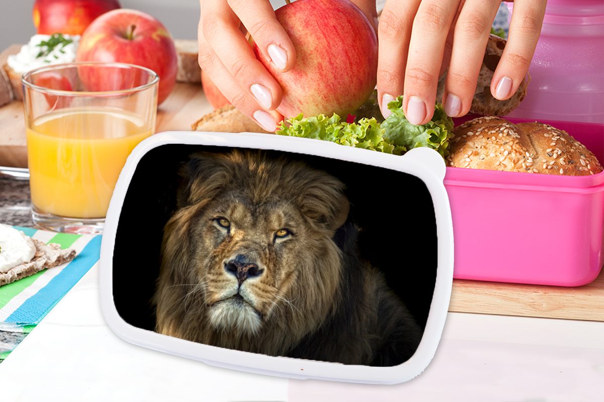 - Wilde Löwe (2-tlg), Kinder, Tiere, Kunststoff, Schwarz Kunststoff Mädchen, - MuchoWow Brotdose Lunchbox rosa Snackbox, Erwachsene, Brotbox für