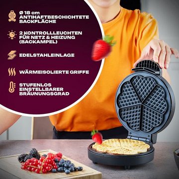 CLATRONIC Waffeleisen WA 3492, Waffeleisen 18cm Backfläche, antihaftbeschichtet