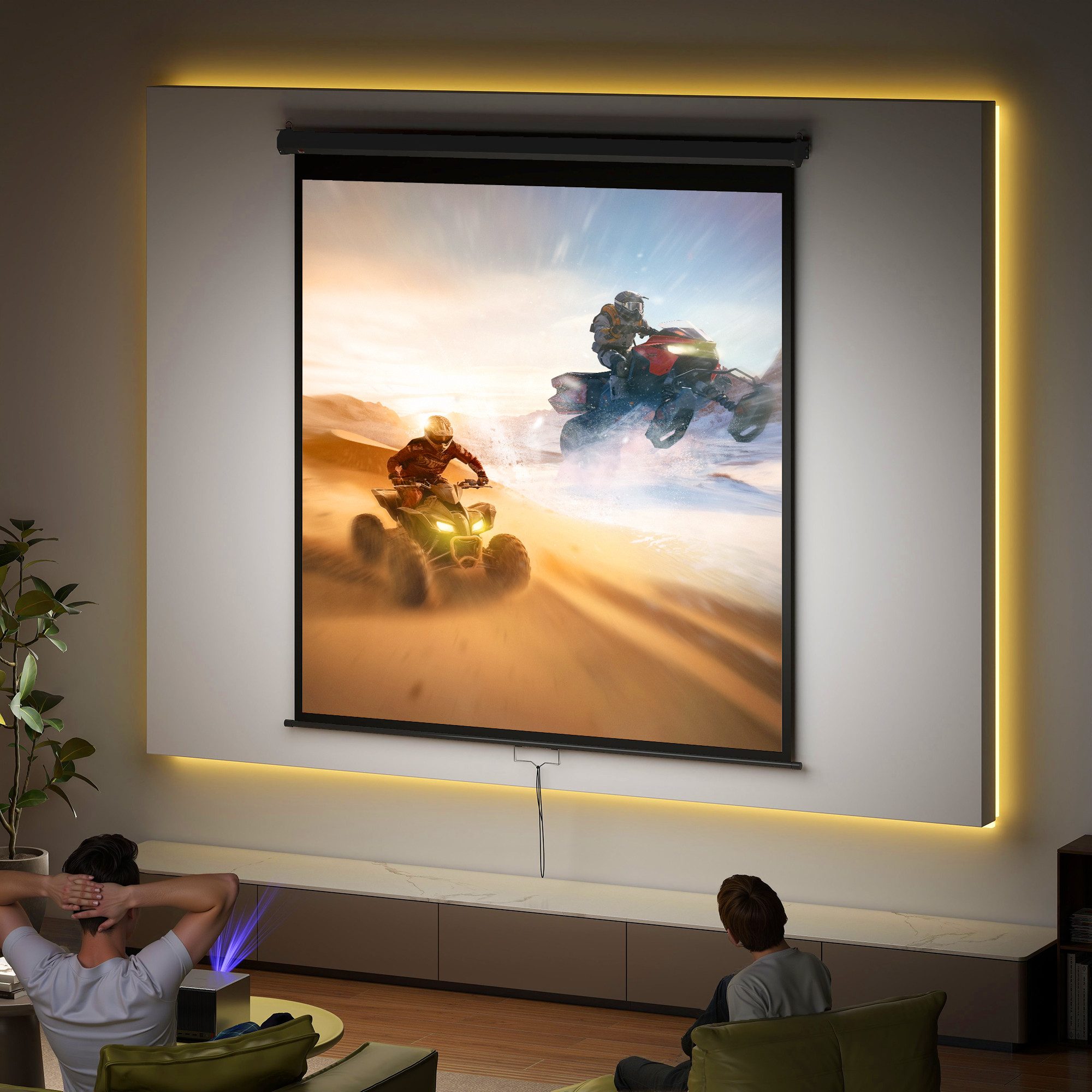 HOMCOM Leinwand HD 4K Projektionsleinwand, für Heimkino Büro-Präsentationen