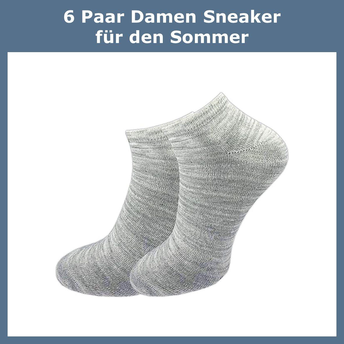 GAWILO Sneakersocken für Damen mit schicker Ringel Optik - perfekter Sitz ohne Verrutschen (6 Paar) atmungsaktiv dank hohem Baumwollanteil - hält Füße frisch & trocken