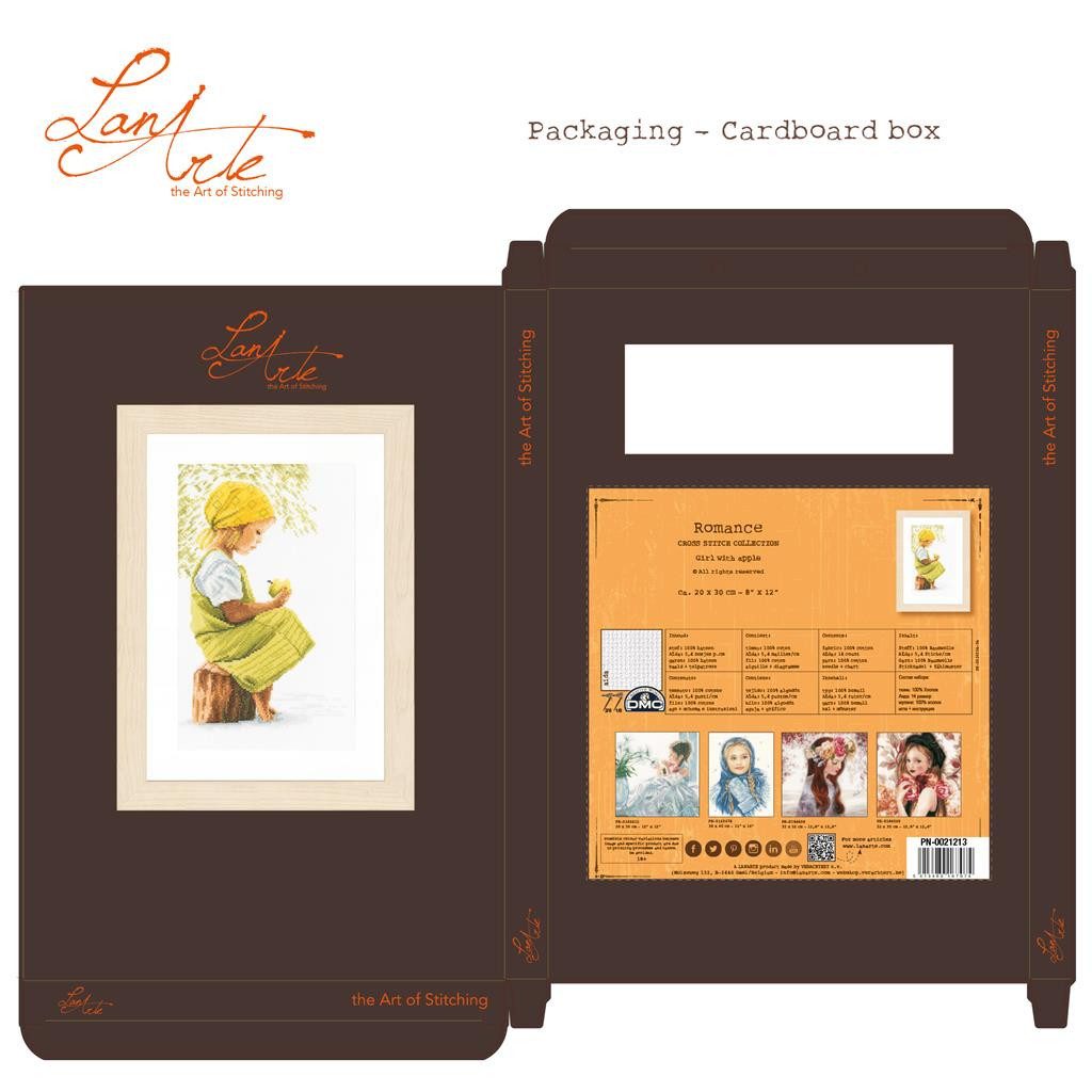 Lanarte Kreativset Lanarte PN-0021213 Mädchen mit Apfel Kreuzstichpackung, (Set, embroidery Kit), Made in Europa