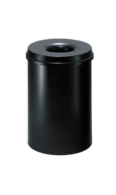Steelboxx Papierkorb Sicherheitsabfallbehälter, 15 L, 335 x 260 mm, schwarz, Flammenhemmender Löschkopf - 15 Liter Volumen