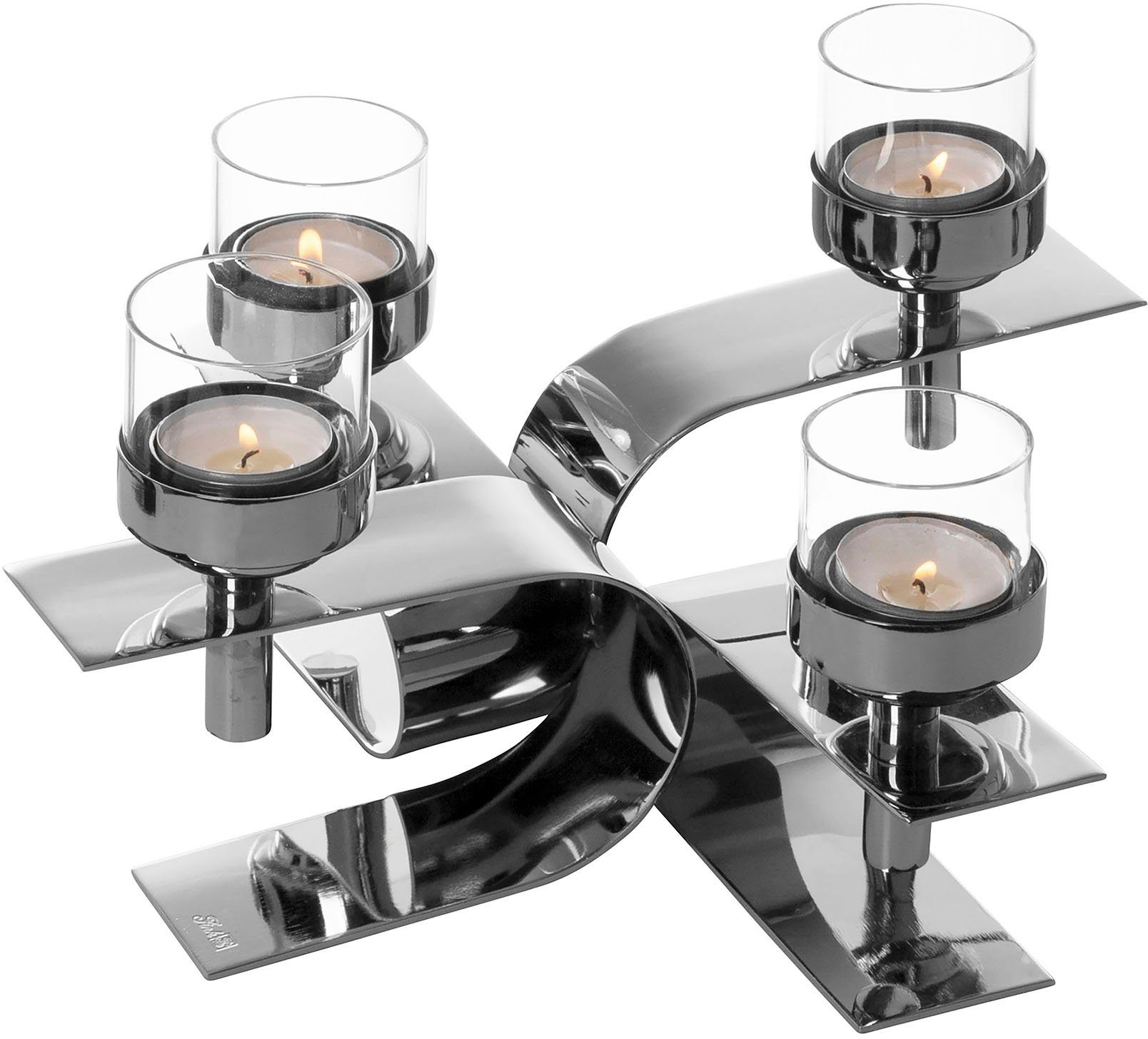 (1 4-flammig Glaseinsatz, Teelichthalter mit Fink St), PASSIONA, Kerzenhalter Adventsleuchter