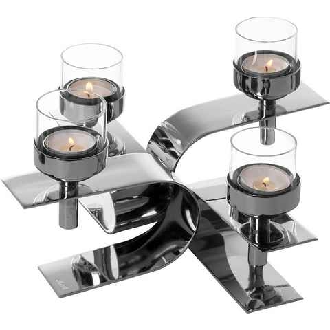 Fink Kerzenhalter PASSIONA, Adventsleuchter (1 St), Teelichthalter mit Glaseinsatz, 4-flammig