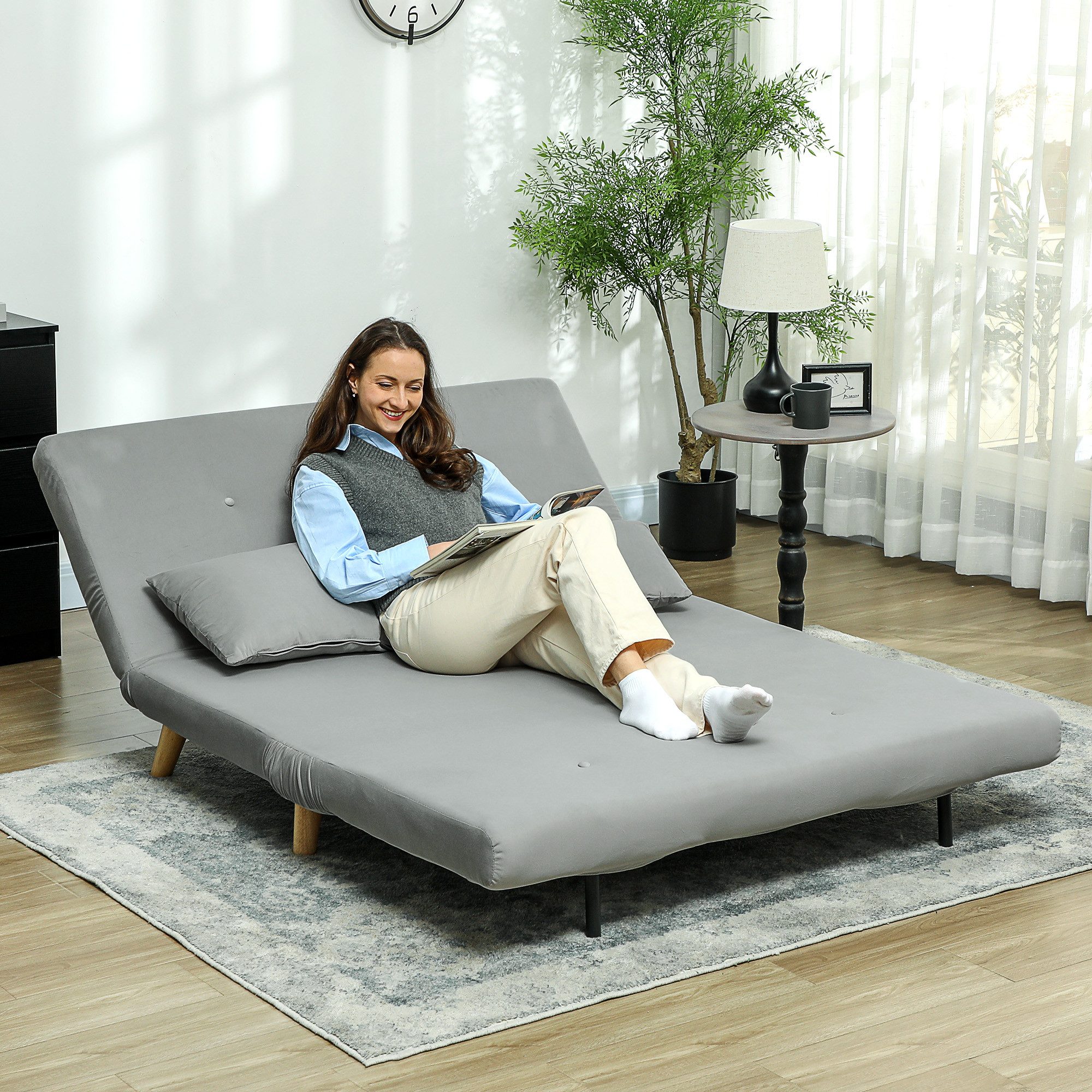 HOMCOM Schlafsofa Klappsessel mit Bettfunktion, Klappbarer Relaxsessel in S günstig online kaufen